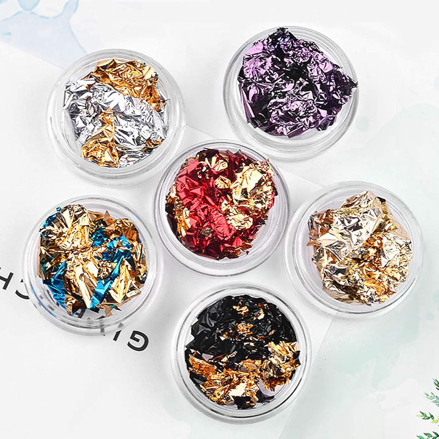 4 Boxes Magic Mirror Effect Sparkle Sequins Pigment Dust Nail Accessories image number 2