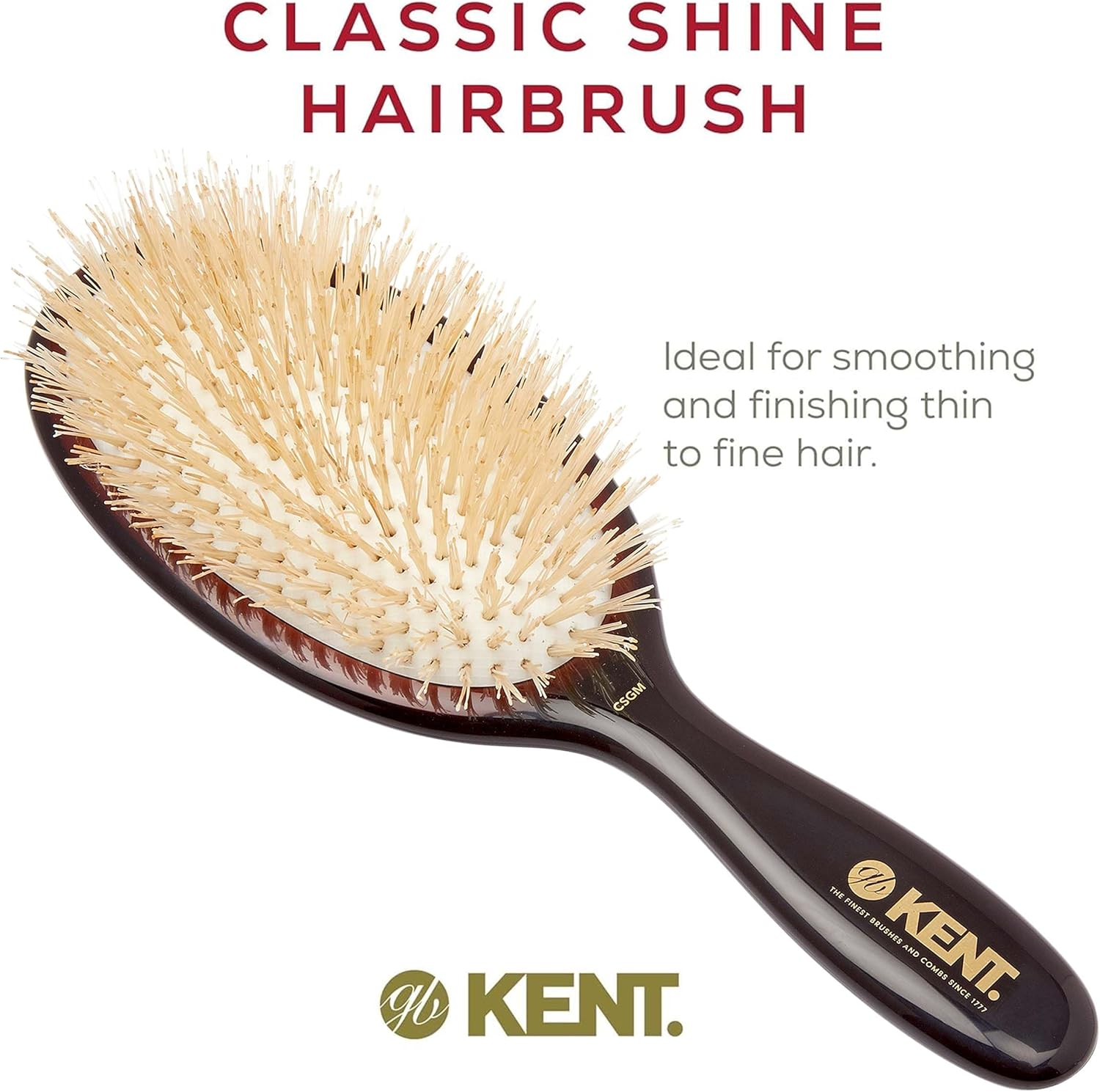 Kent Brushes Oval Cushion Hairbrush White CSGM Medium 6 Ounce image number 1