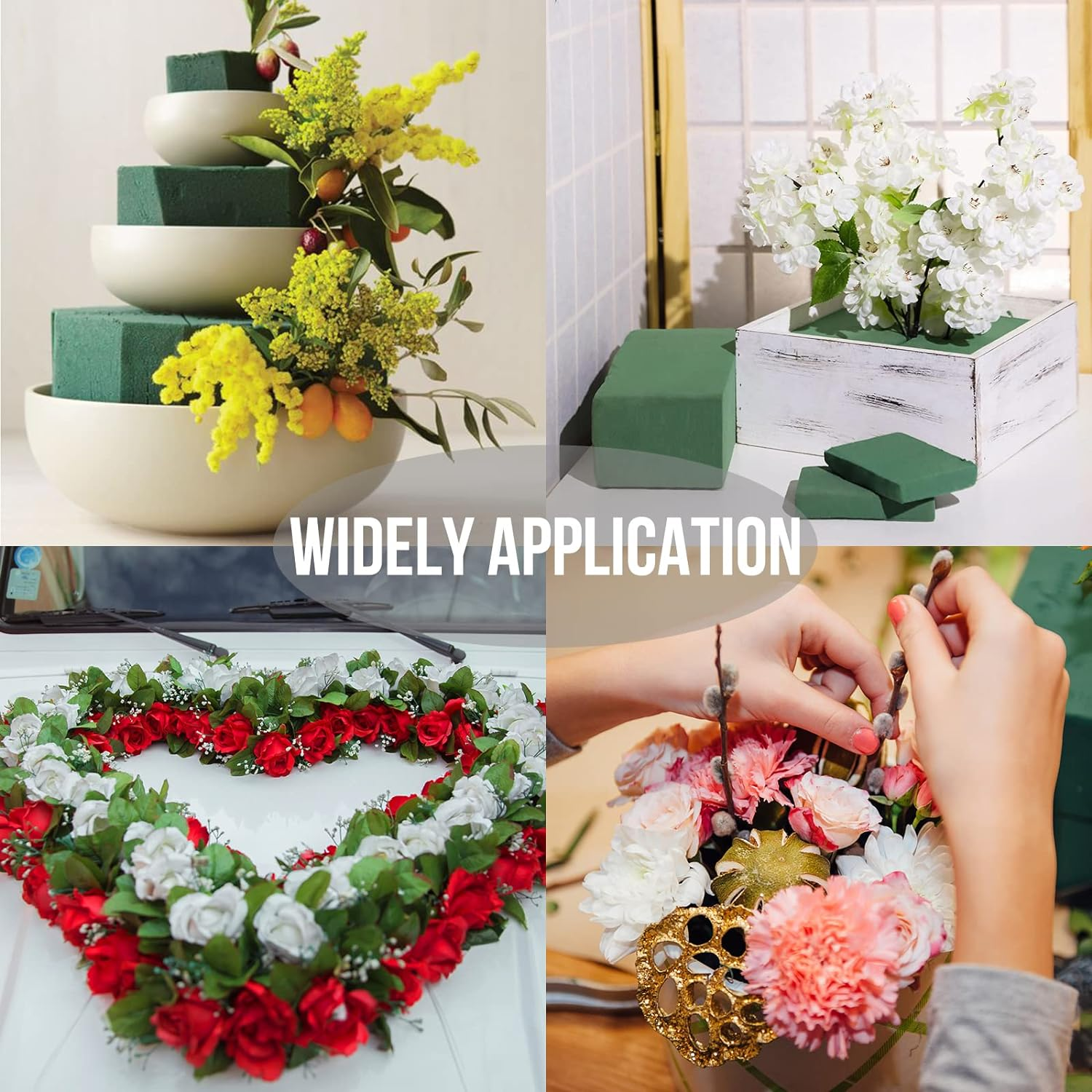 BEWAVE 8 Pcs Floral Foam Blocks round Wet & Dry Foam Bricks Green Styrofoam 16.5CM Large for Artificial Flowers Wedding Birthdays Home and Garden Decorations