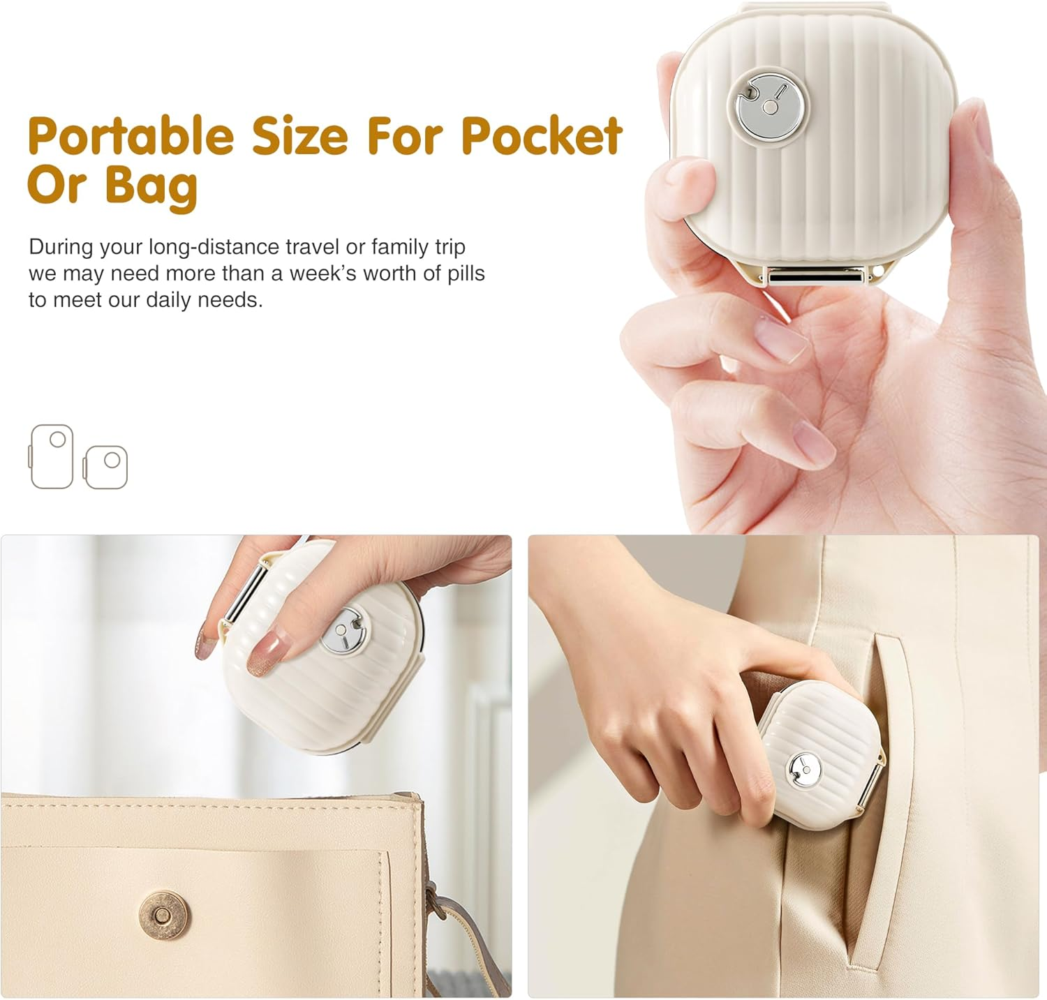 Zannaki Pill Case Portable Small Weekly Travel Pill Organizer, Cute Moisture Proof Pill Box Holder for Pocket Purse Bag, Daily Mini Pocket Pharmacy Medicine Container for Vitamin, Fish Oil, Supplement image number 2