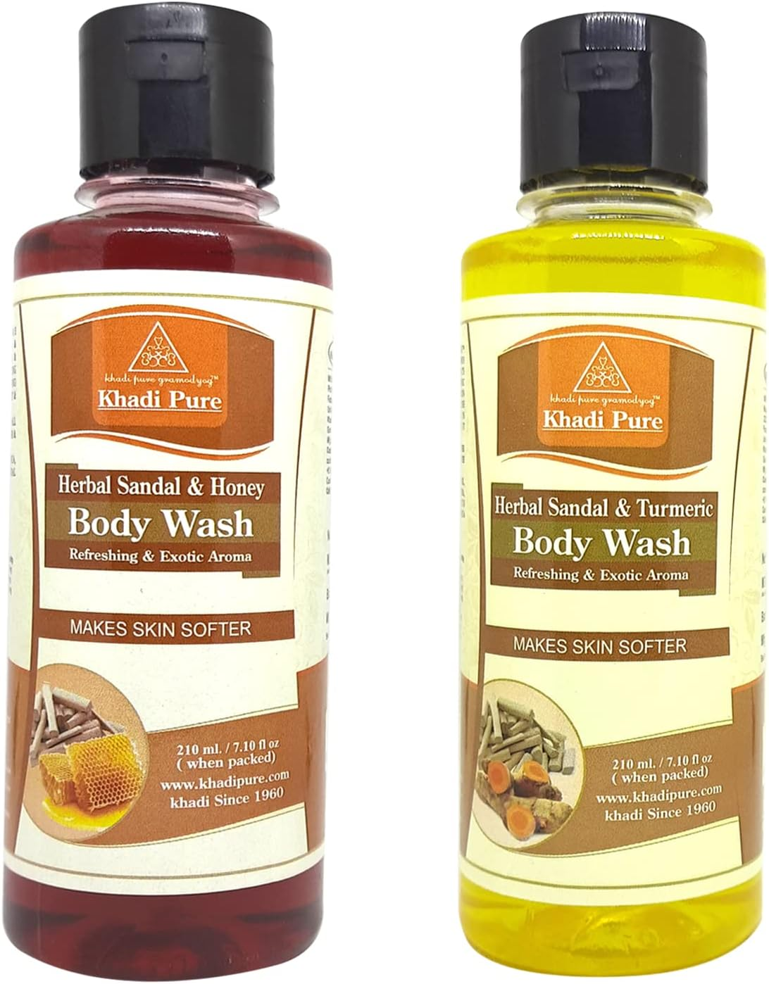 Khadi Pure Sandal Honey & Sandal Turmeric Body Wash, 210 Ml (Pack of 2) image number 4