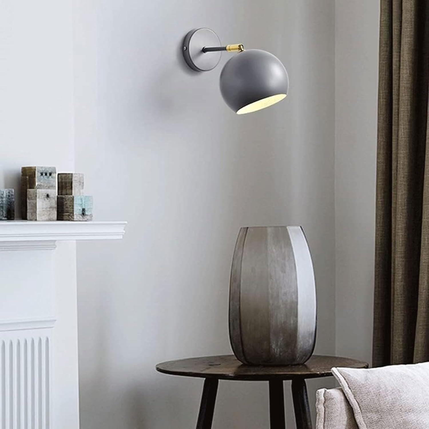 Wall Lighting Fixtures Wall Sconces Fixture Metal round Lampshade Adjustable Head Angle Wall Light for Bedroom Bedside Wall Lighting