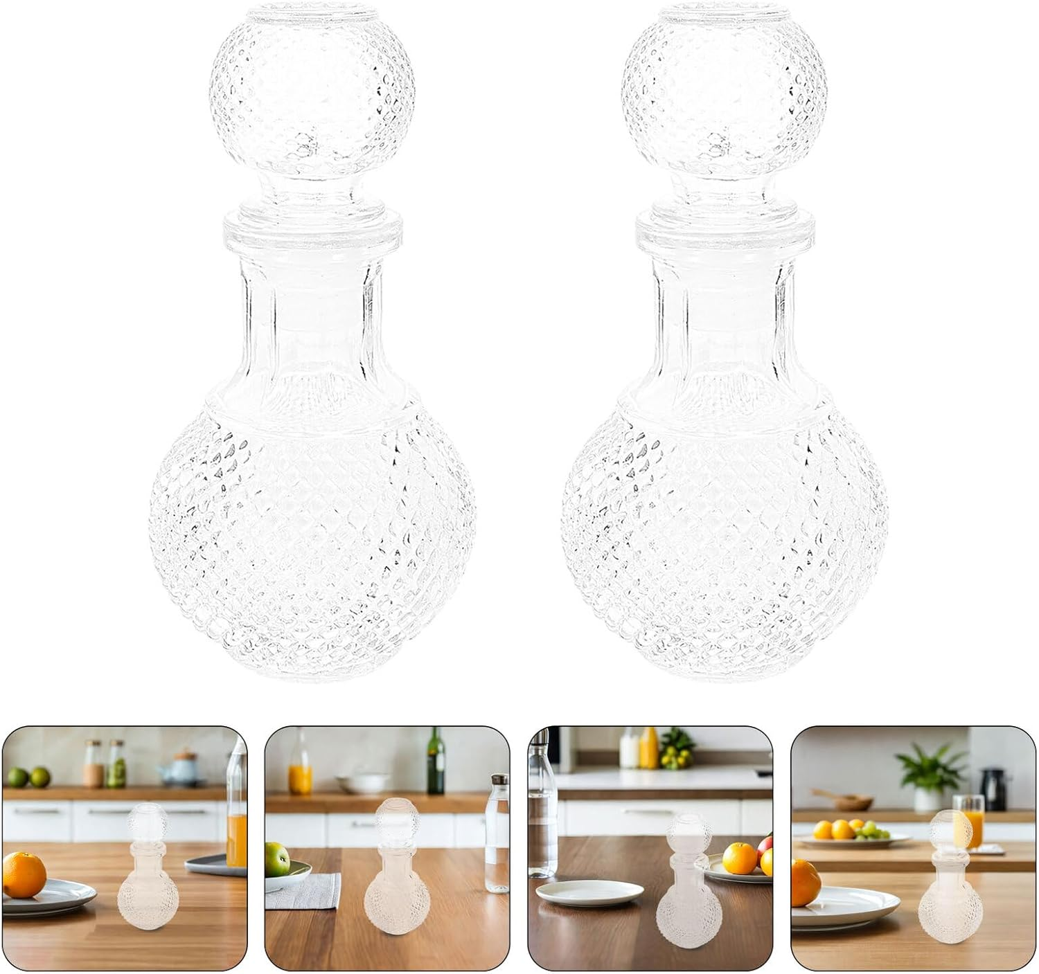 TOPPERFUN 2Pcs 250Ml Thickened Glass Wine Bottles Creative Earth-Shaped Whiskey Decanter Set for Home Bar and Hotel Beverage Serveware image number 1