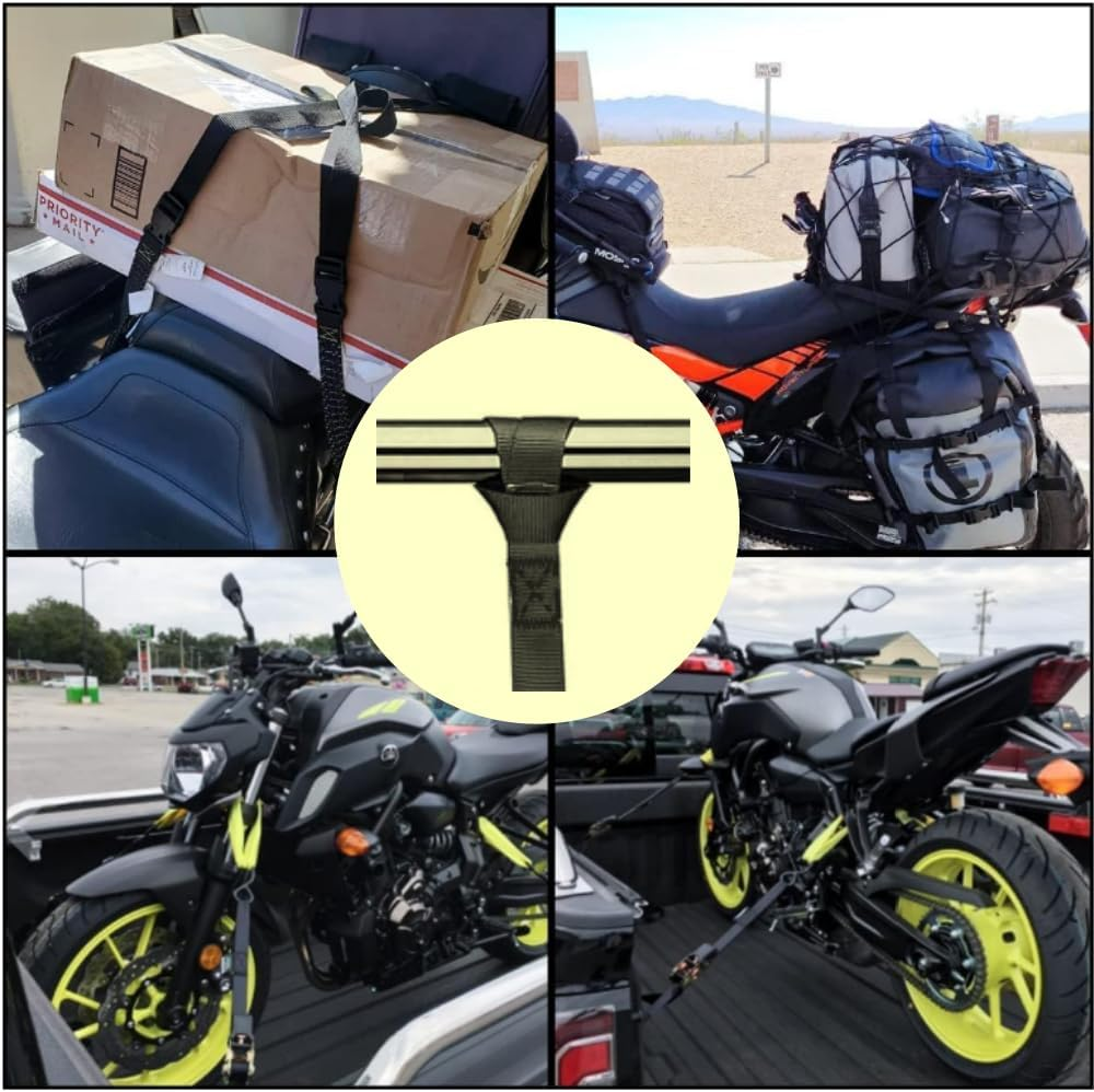 FUNNTY 6 Article Black Soft Loop Tie down Straps - Loops for Securing ATV, UTV, Motorcycles, Scooters, Dirt Bikes, Lawn & Garden Equipment Black Soft Loops image number 2