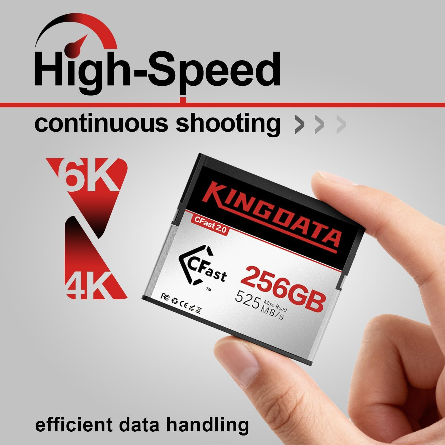 KINGDATA Cfast 2.0 Memory Card 256GB High-Speed 525MB/S for 6K Video for Canon Sony Cinema Cameras image number 1