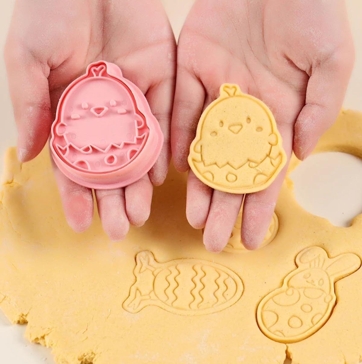 Animals Cookie Cutters, 8 Styles Holiday Biscuit Fondant Cookie Cutters Cartoon Party Decorations Supplies Favor, Eggs Bunny Cookie Cutter Mold Embossed for Kitchen Baking Tools (Style B) image number 4