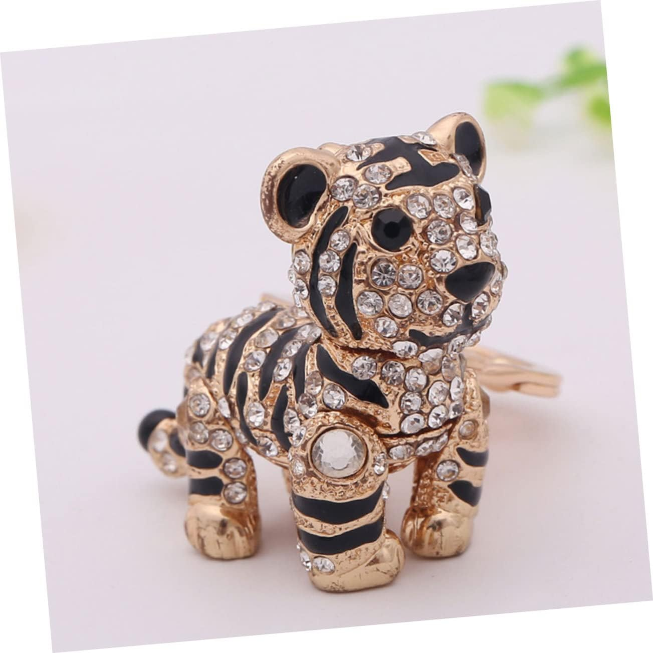 3Pcs Tiger Rhinestone Keychain Alloy Holder Purse Bag Pendant Car Decoration Accessories Cute Keychain image number 1