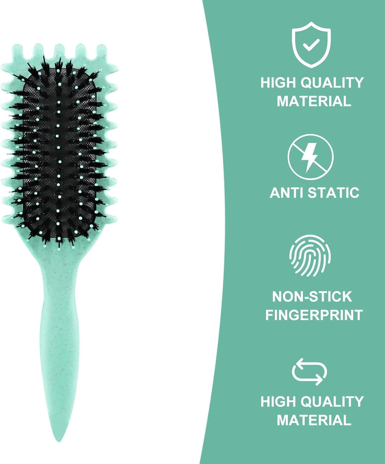 Curling Bounce Brush, Multifunctional Curling Brush, Bounce Curl Define Styling Brush, Green Curl Definition Brush, Curly Hair Comb Brush image number 3
