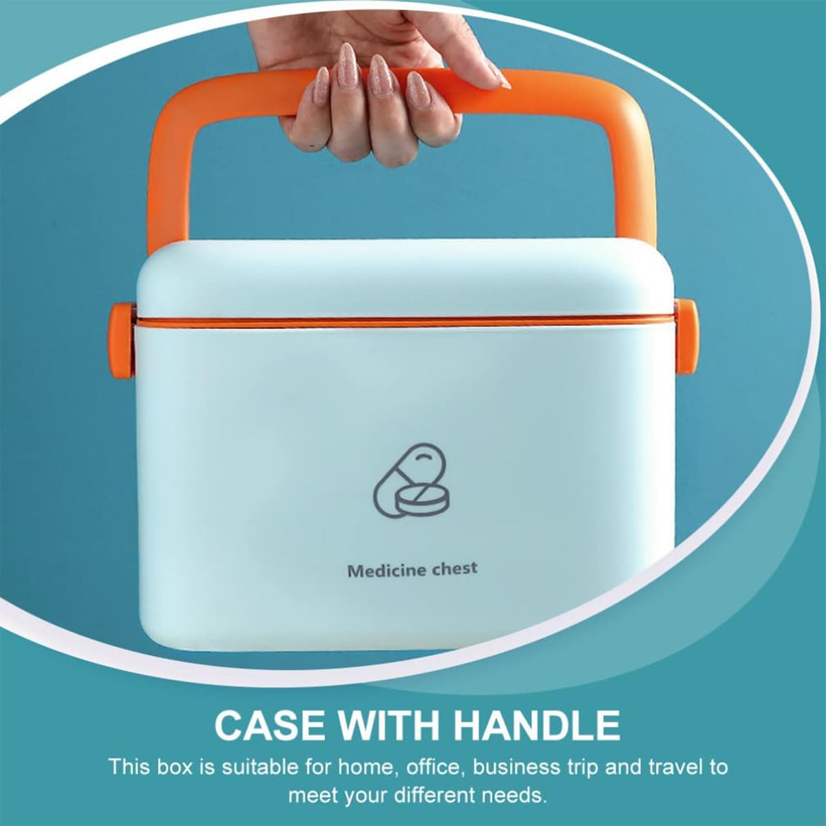 AIMALL Large Capacity PP Medicine Storage Box with Handle for Home Office Travel, Portable Light-Proof Moisture-Proof First Aid Kit, 12.9&times;8.6In & 9&times;6.2In image number 6