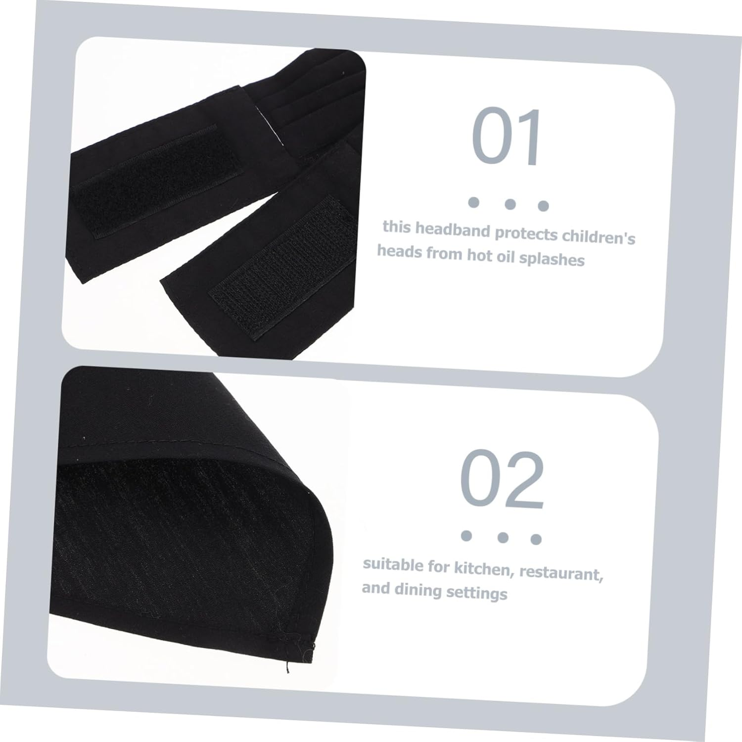 Adjustable Chef Bandana Japanese Style Headband for Kitchen Restaurant Use Durable Protection from Hot Oil Splashes for Boys - Black image number 3