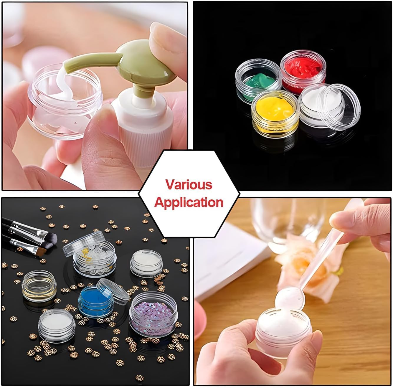 4 Set 7 Layer Stackable Travel Containers,0.35Oz Leakproof Plastic Containers with Lids for Creams, Lotion,Lip Balm, Skincare and Small Bead Jewelry image number 3