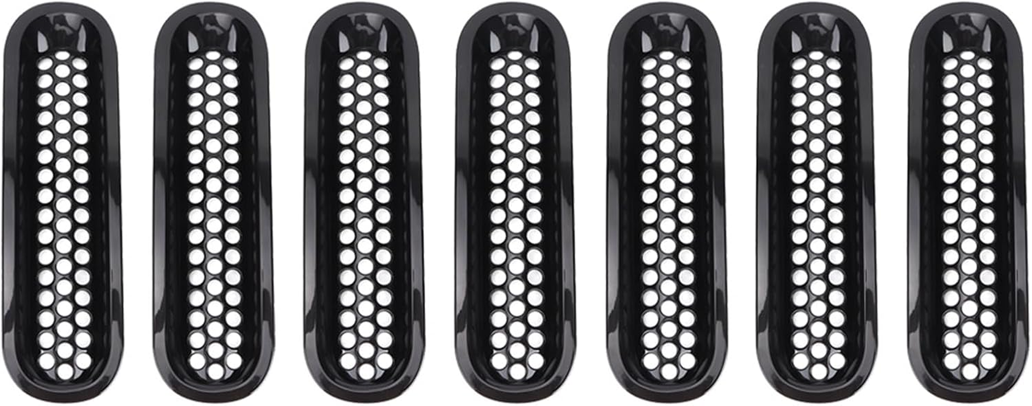 7Pcs Car Front Bumper Mesh Grille Replacement for JK 2007 2015ABS Direct Fit Upgrade Hood Grille Accessory image number 5