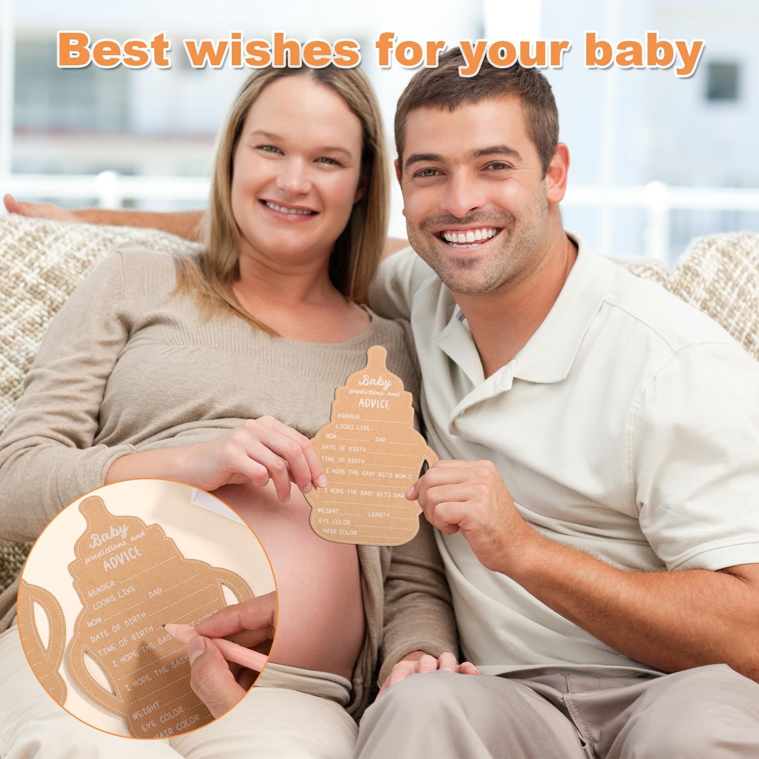 30Pcs Baby Prediction Cards, Baby Shower Advice Cards Baby Shower Favors for Decoration Baby Shower Game Yellow Baby Predictions and Advice Cards Baby Wishes Cards image number 1