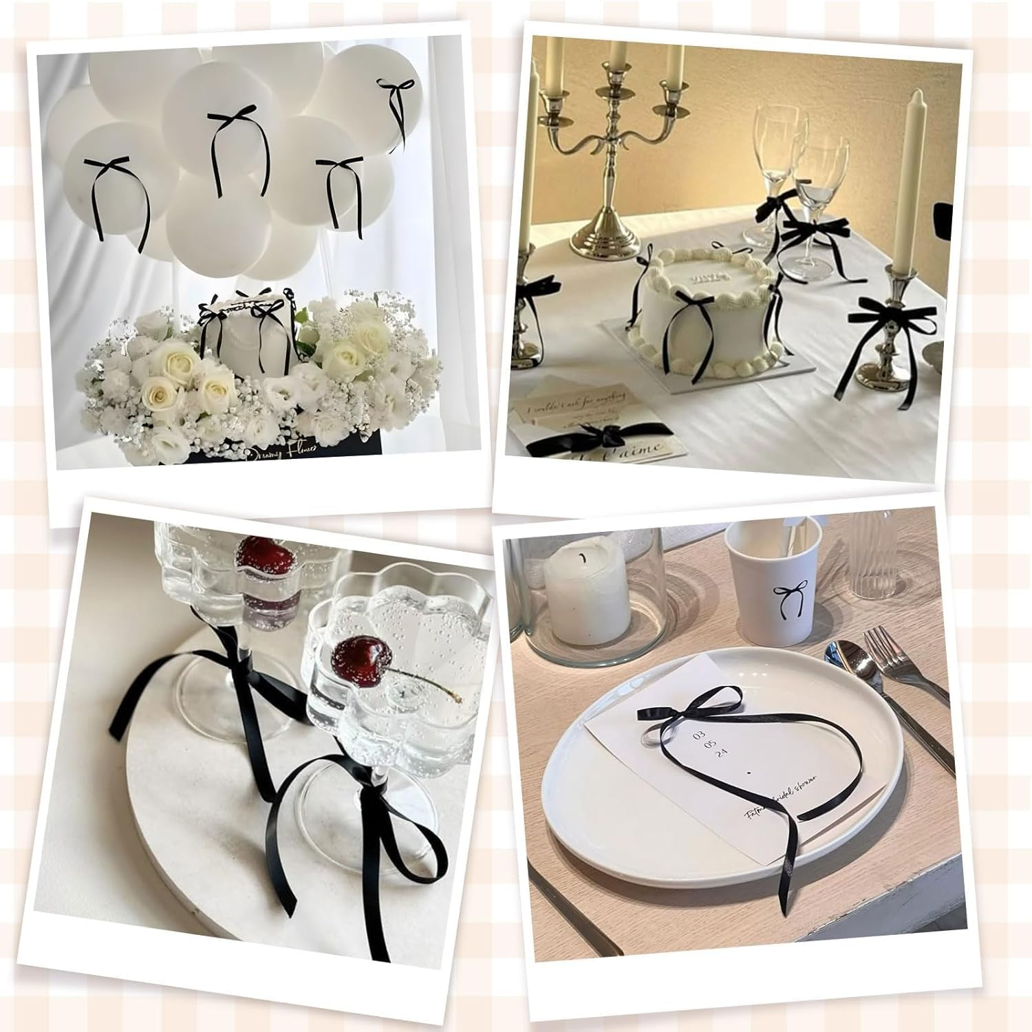 OSYLICT 12PCS Bow Cake Topper,Bowknot Ribbons Cupcake Dessert Picks Decorations for Birthday Wedding Bridal Anniversary Baby Shower Party Supplies(Black) image number 2