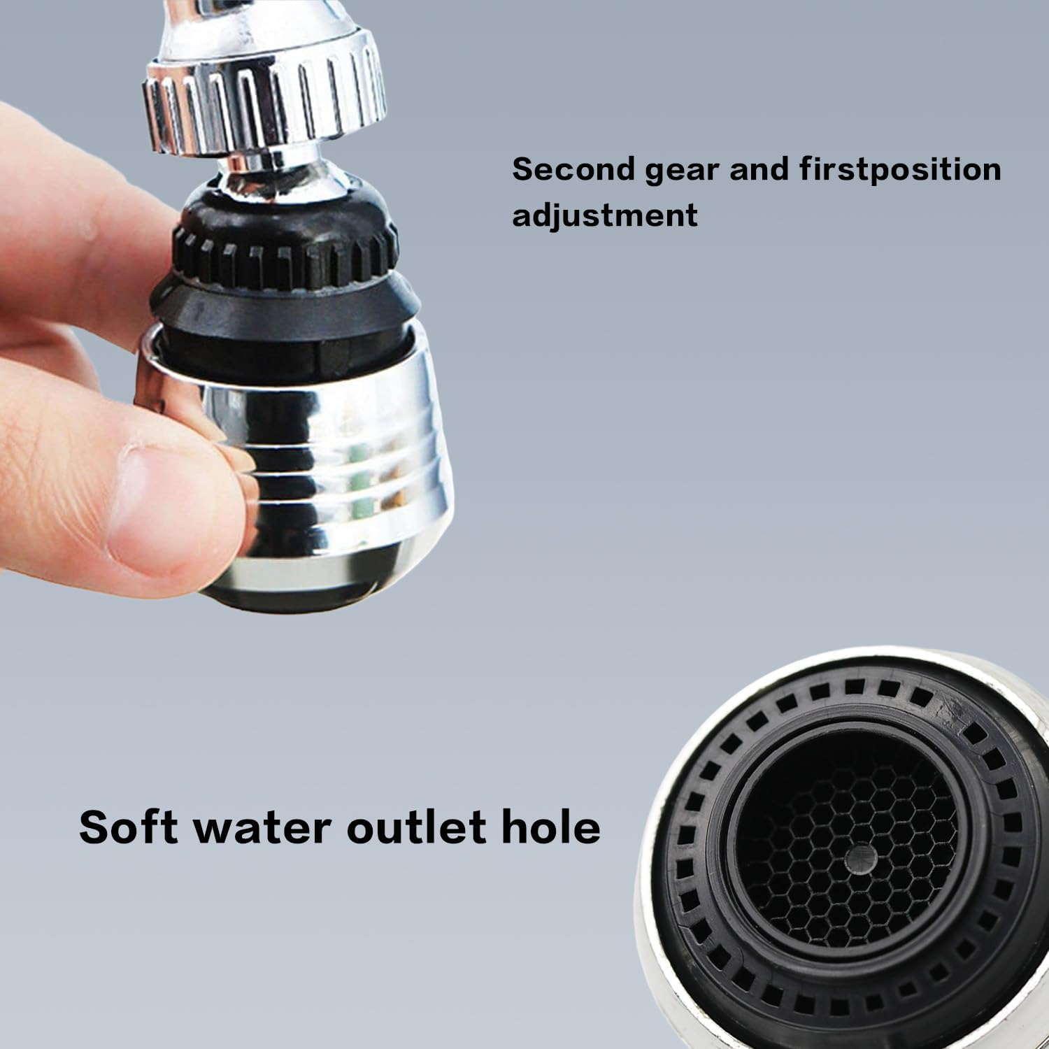 Kaoruo 360 Degree ABS with Universal Connector for Kitchen Sink Hot and Cold Water Faucet Sprayer Attachment Flexible Faucet Extender Aerator image number 2