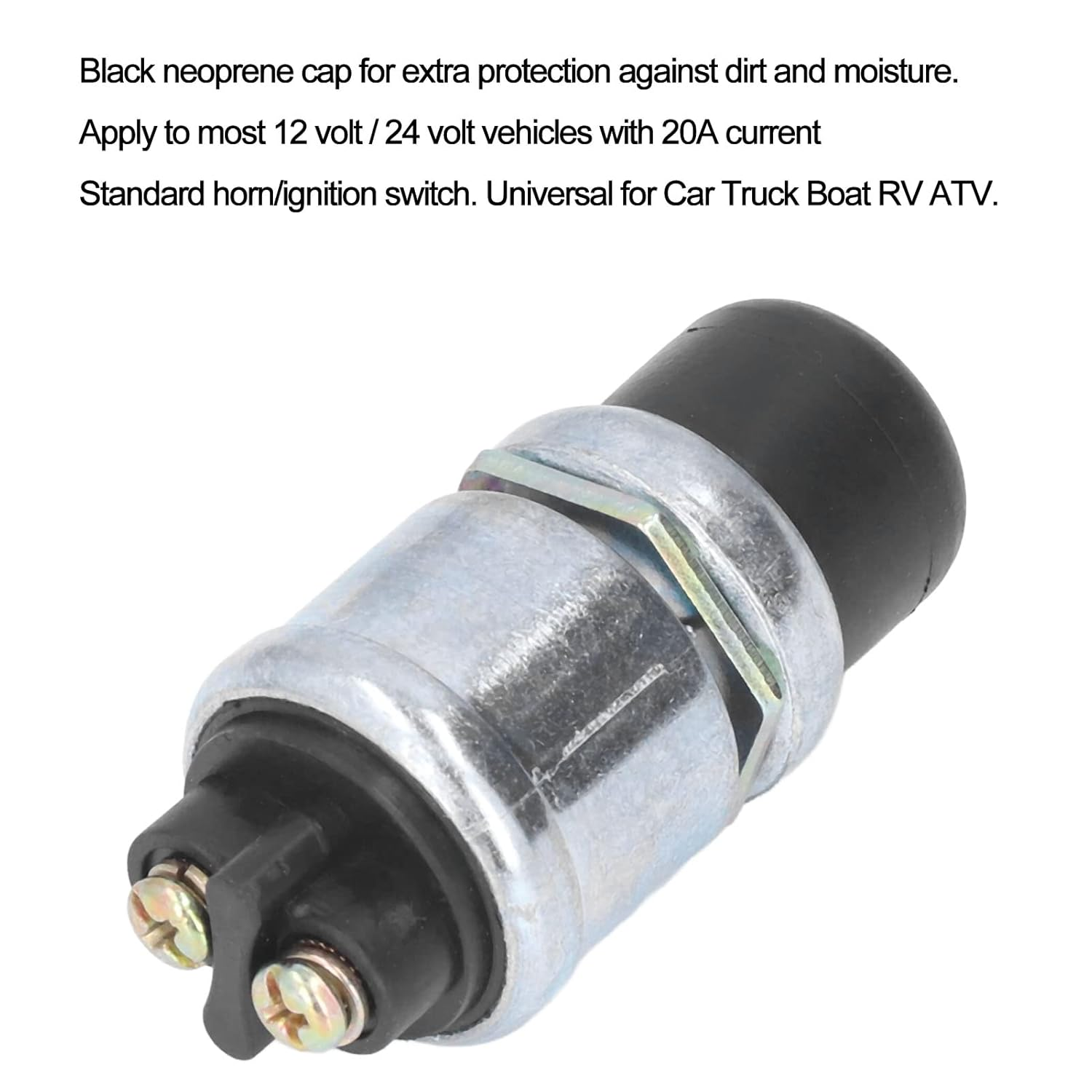 Engine Start Switch Button, 12V 24V 20A Momentary Push Button Switch, Engine Start Push Button Switch with Waterproof Cap Universal for Car Truck Boat RV ATV image number 1