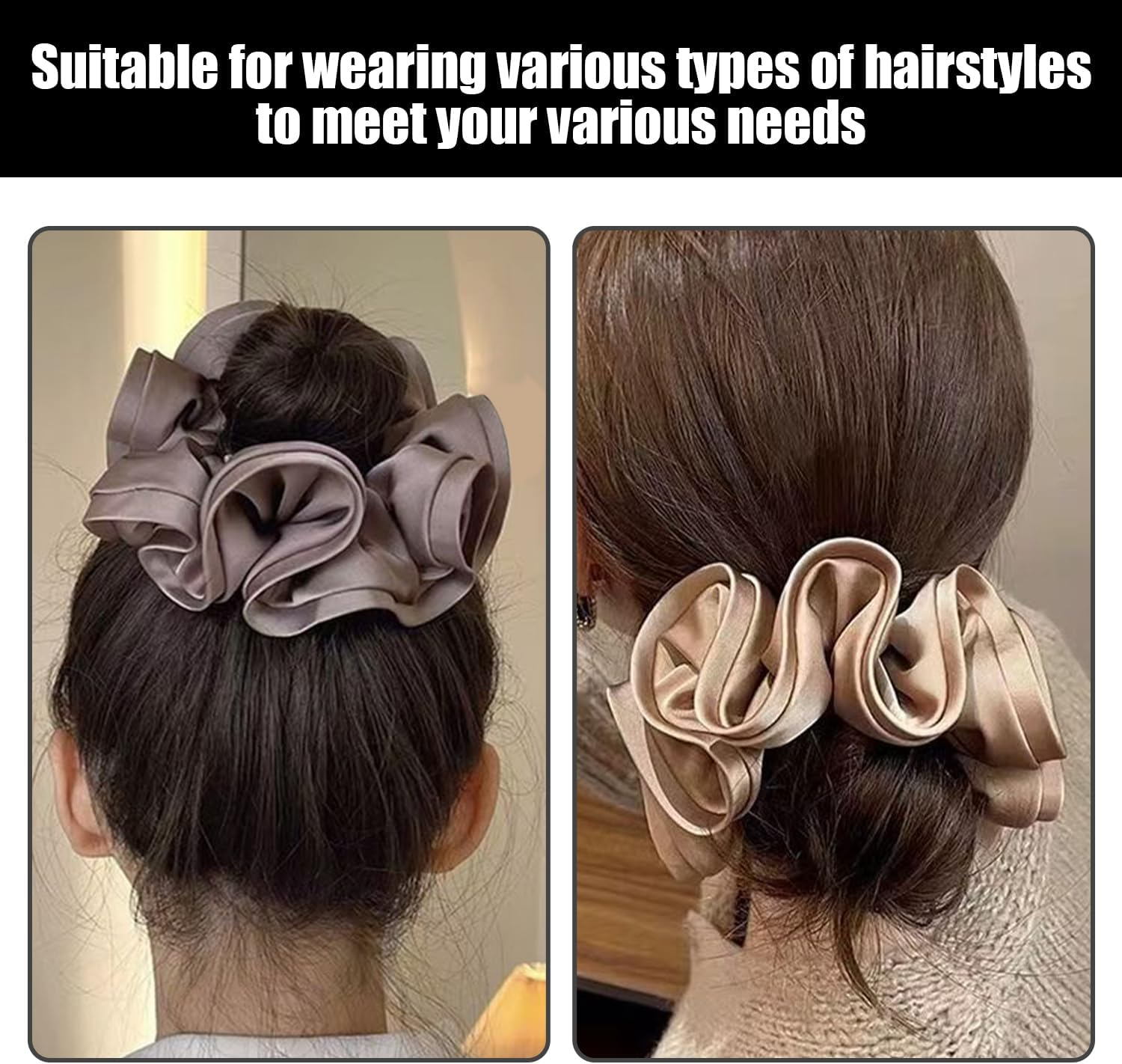 8 Fashionable Hair Rings, Simple Satin Hair Rings, Elastic Headbands, Hairstyle Decorations. image number 5