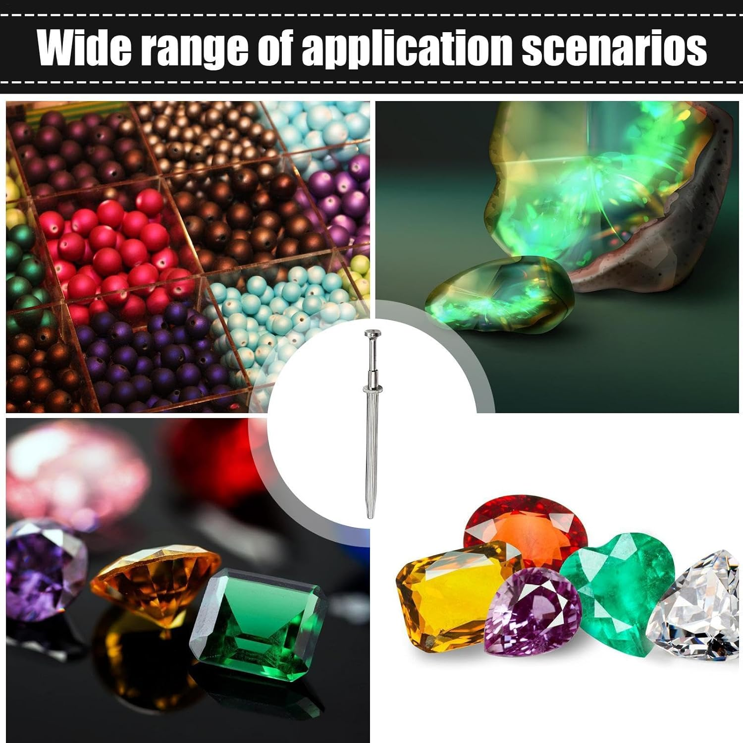 Rhinestones Picker Tool - 4 Prong Rhinestone Tool Applicator | Rhinestone Picker Dotting Pen | Non-Slip Bead Precision Component Holder, Hand Tweezer Jewelry Tools Accessories for Nail Art Decorat image number 6