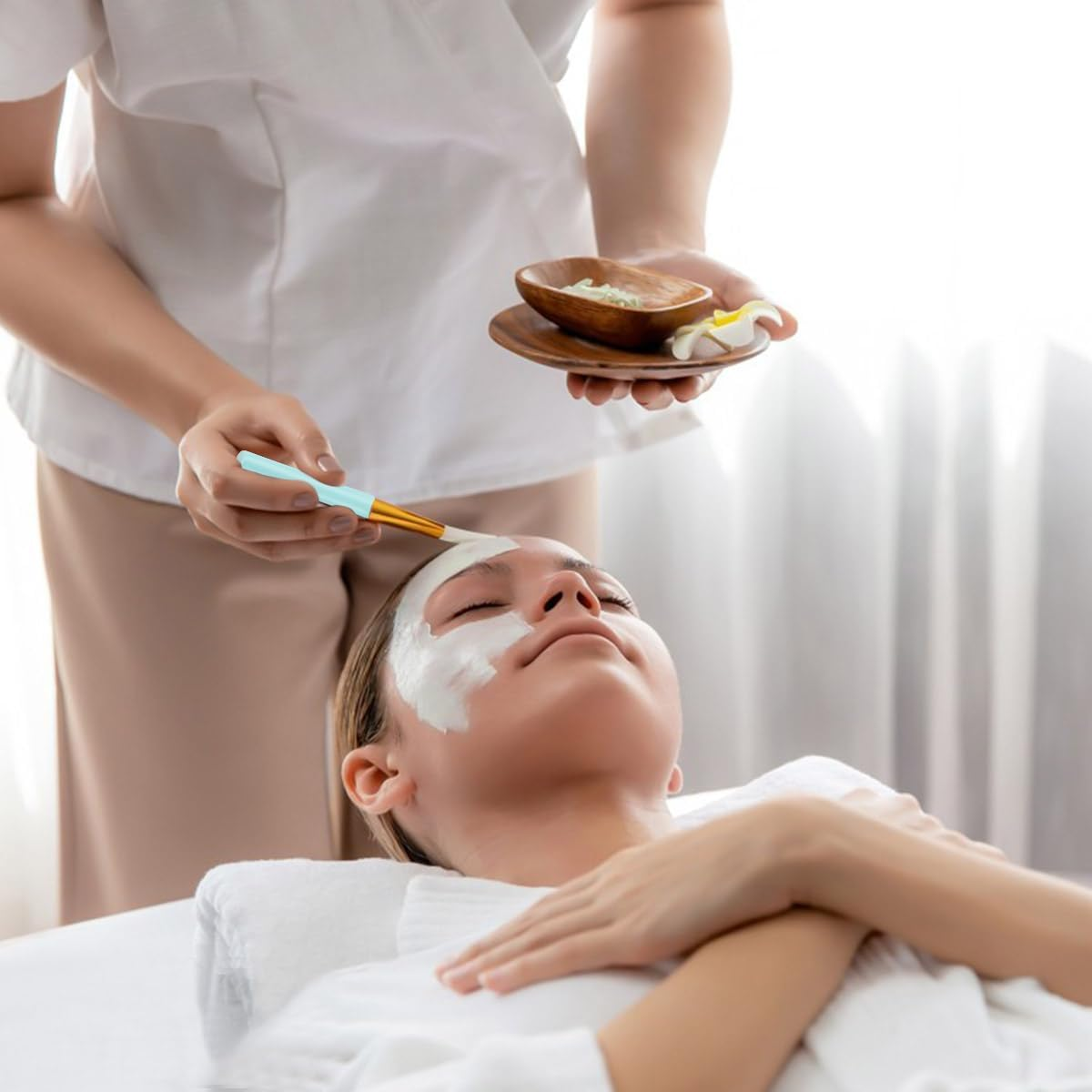 2 Pcs Silicone Face Mask Brush Silicone Mask Applicator Soft Silicone Facial Mud Mask Brushes Face Mask Beauty Tools Hairless Applicator Tool for Body Lotion Butter Clay Mask DIY Mask (Blue + Pink) image number 2