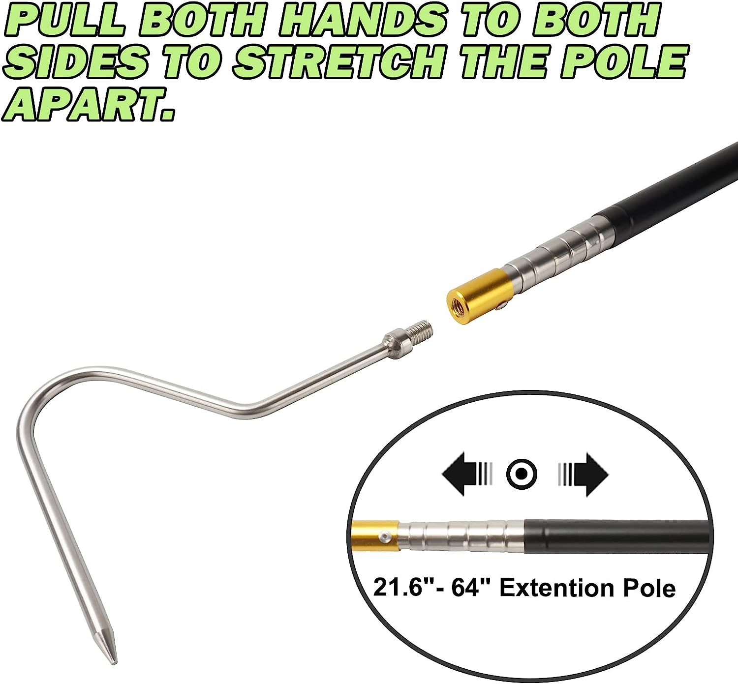 Yorikyas 64 Inch Snake Catcher Hook Stick Tongs Grabber Handling Tool Kit for Rattlesnakes Python Copperhead Removal image number 3