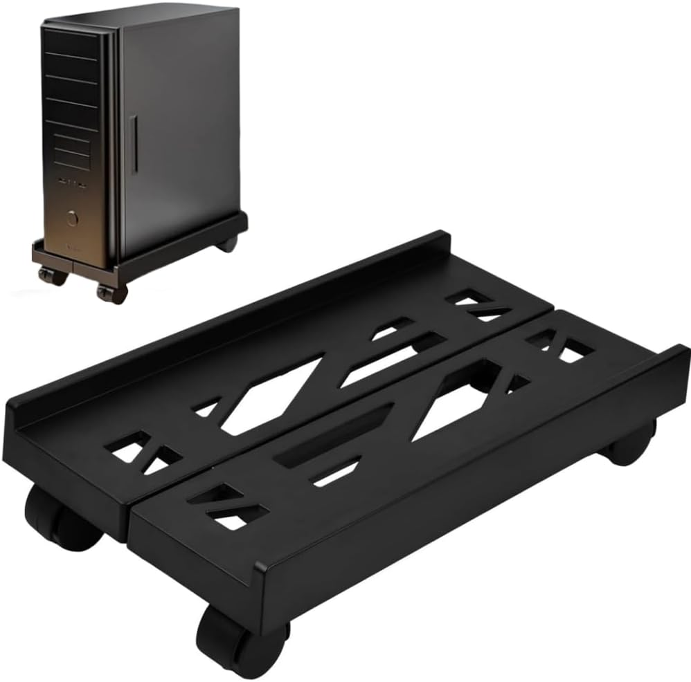 Metal Computer Tower Stand, CPU Holder Cart under Desk Max 80Kg, Heavy Duty Mobile CPU Stand, Width Adjustable Desktop Stand with Rolling Caster Wheels, PC Tower Stand Holder image number 5