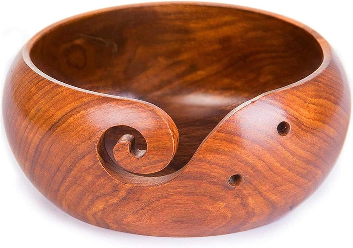 Joyeee Extra Large Bamboo Yarn Bowl with Lid, XL Knitting Box Case for Storage Big Wool Ball, DIY Wool Braid Craft, Handmade Square Cube Crochet Bowl for Wife, Mum, Grandmother 7.7 X 7.7 X7 Inch