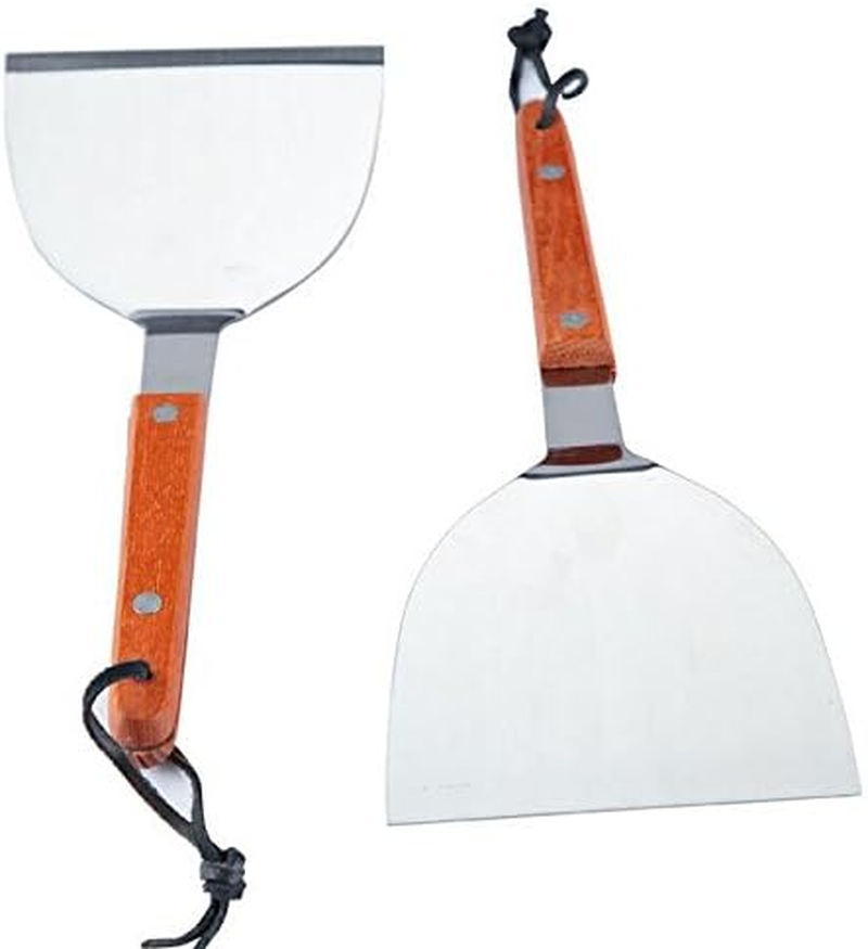 Lyhome Teppanyaki Grill Grilling Spatula Griddle Turner, Barbecue BBQ W/Cutting Edge, Stainless Steel, Riveted Smooth Wood Handle, Commercial Grade (Pack of 1) image number 1