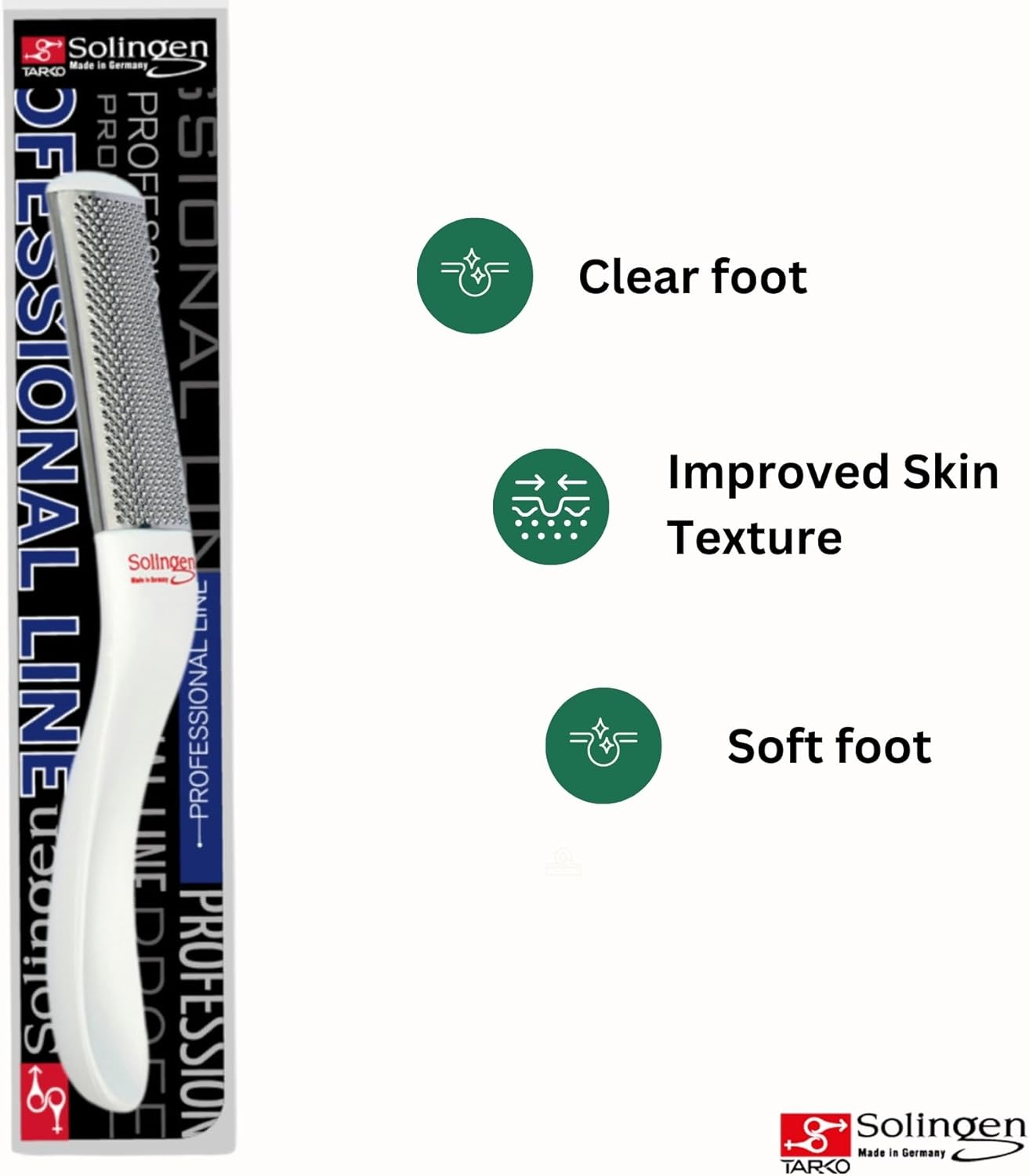 Solingen Professional | Foot File | Foot Rasp | Callus Remover Best Foot Care Pedicure Tool to Remove Hard Skin | Can Be Used on Both Wet and Dry Feet | Made in Germany Steel-Slim image number 2