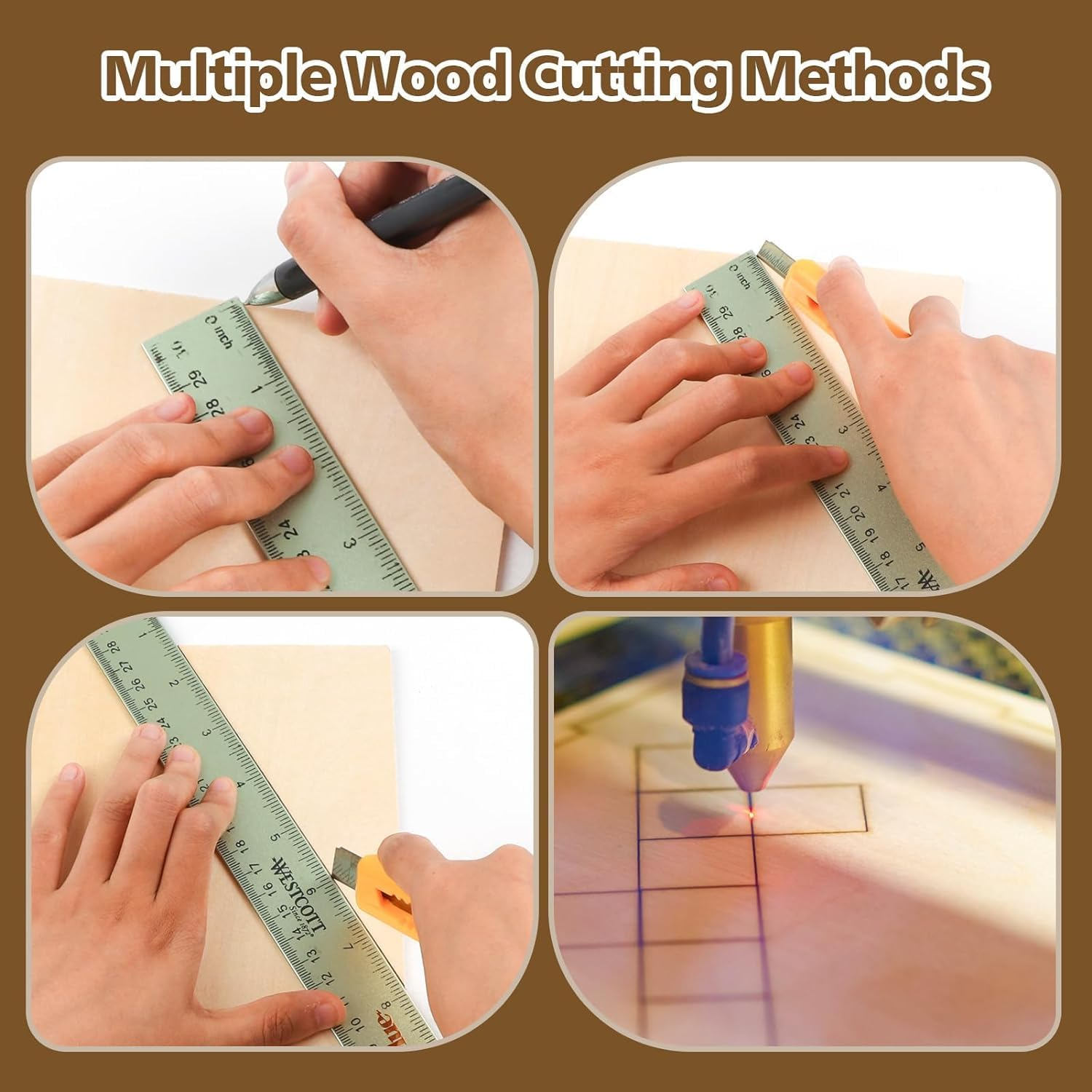 Fiabgum Basswood Sheets for Crafts 300 X 300 X 3Mm Plywood Sheets for Laser Cutting, Wood Burning, Architectural Models, Drawing - 5 Pack Bass Wood image number 1