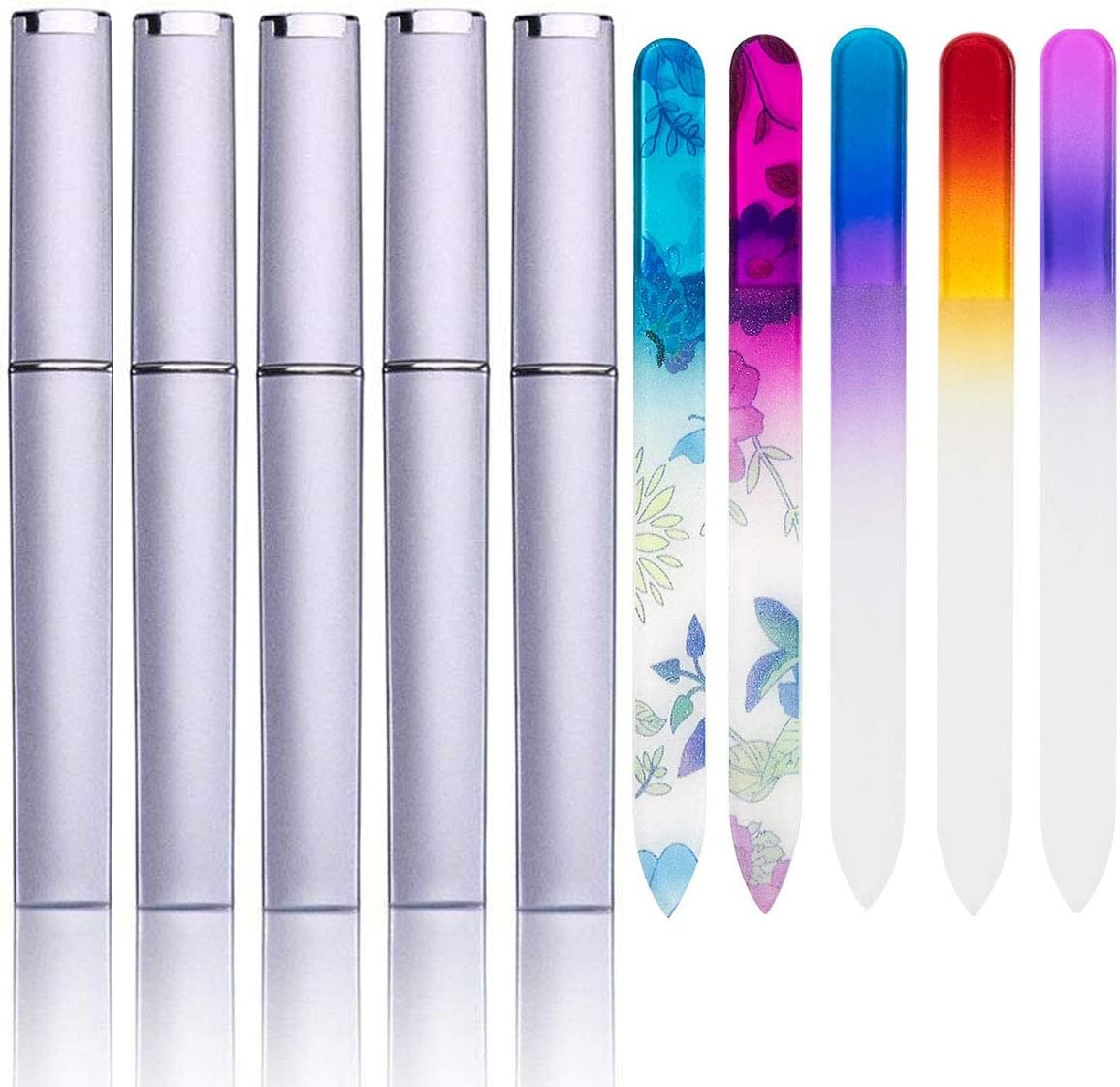 5 Pack Glass Nail Files with Case Crystal Glass Fingernail Files Double Sided Glass Nail File Mixed Color Manicure Set for Gentle Nail Care Christmas Gifts Stocking Stuffers for Women image number 4