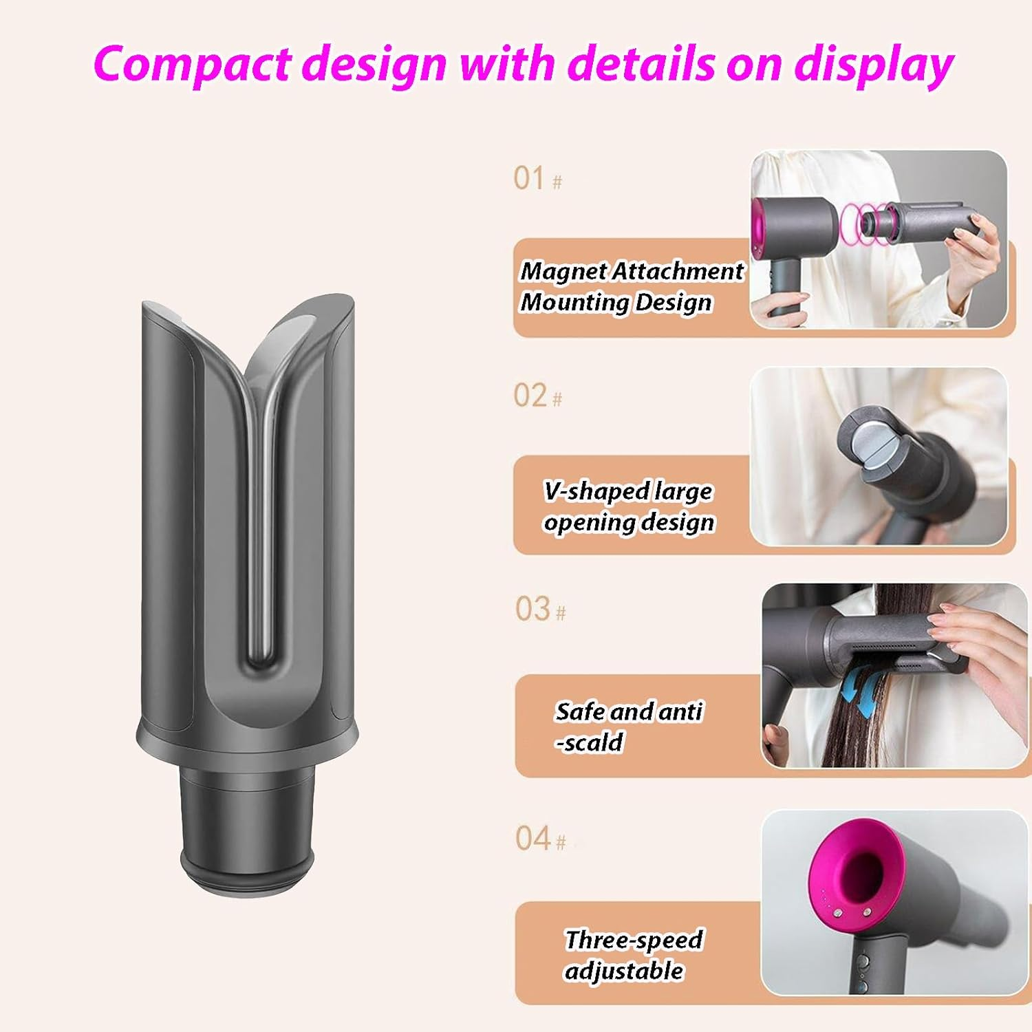 Hair Straightener Attachment Nozzle for Dyson Supersonic Hair Dryer HD15 HD08 HD01 HD02 HD03 HD04, Hair Dryer Hair Styling Plate Clip Straightening Tool Nozzle Replacement image number 1