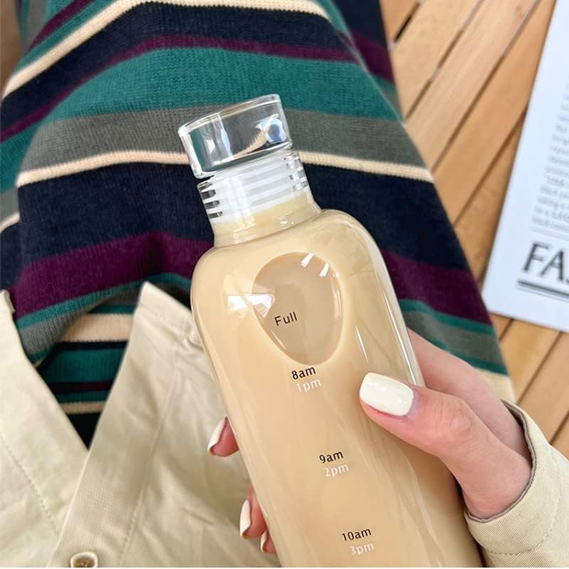 Hniuyun 500Ml Water Bottles with Time Marker and Non-Slip Sleeve, Reusable Clear Glass Drinking Bottles, Suitable for Office, Gym, Outdoors image number 4