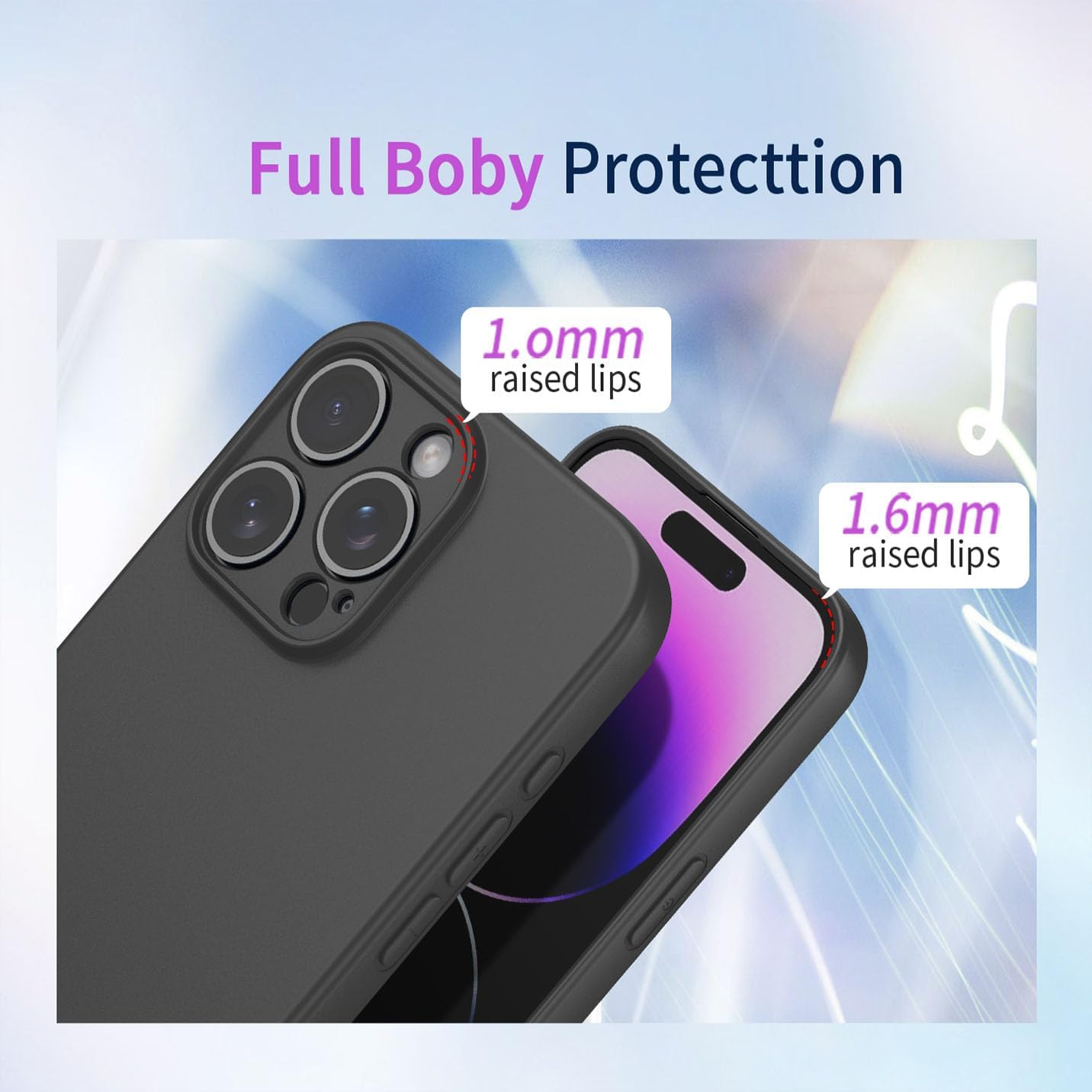 BORYA Silicone Case for Xiaomi Redmi Note 14 Pro+ Plus, Ultra Thin Silky Soft Touch Shockproof Mobile Phone Case, Premium TPU Protective Case, Scratch-Resistant Microfibre Lining Case Cover, Black - Blue image number 3