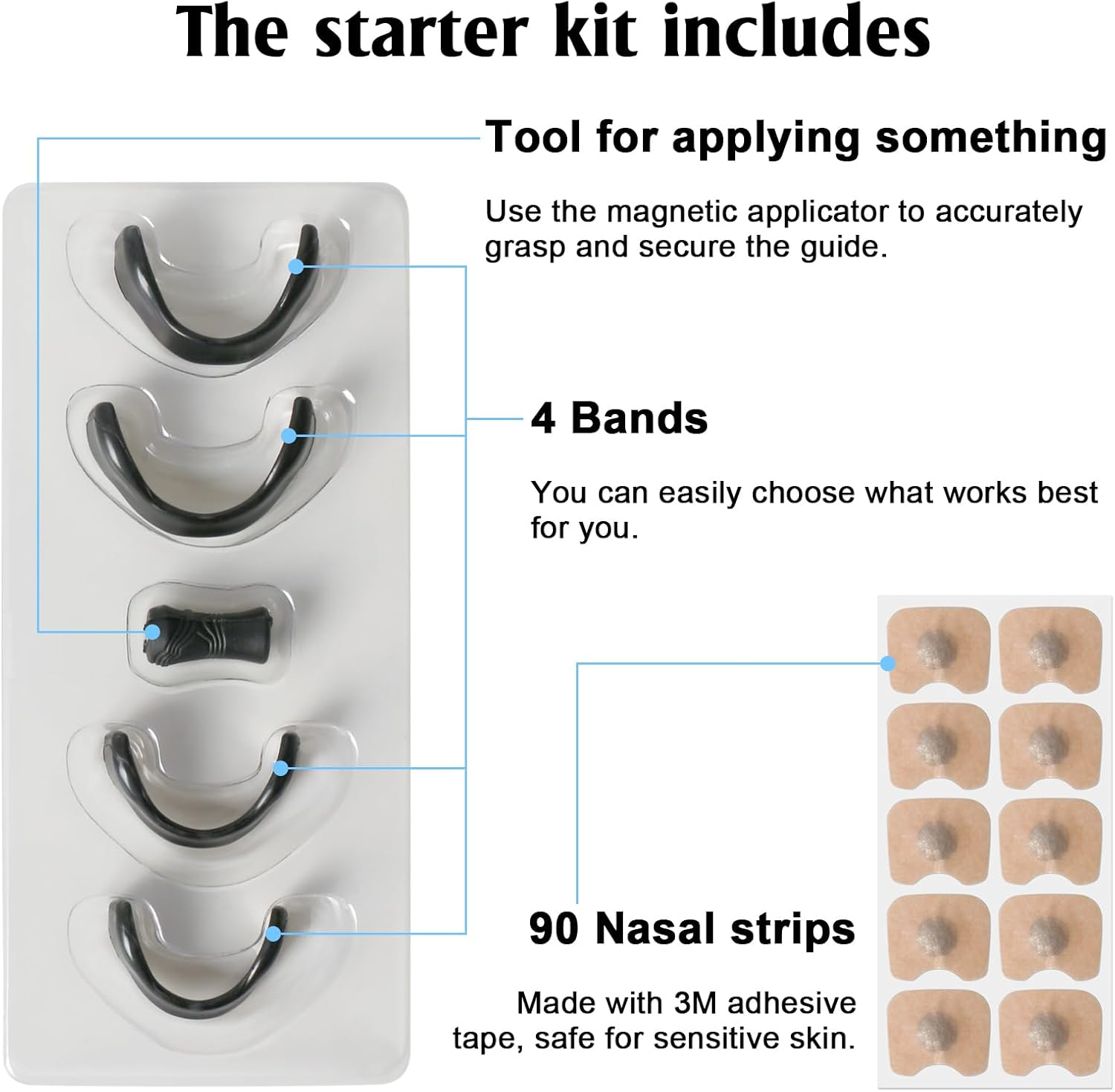 90 Pcs Magnetic Breathing Nasal Strip- Reduce Snoring,Improve Sleep Quality,Anti-Snoring Equipment for Home, Travel, Helps Long-Lasting Stop Snoring(Black) image number 4