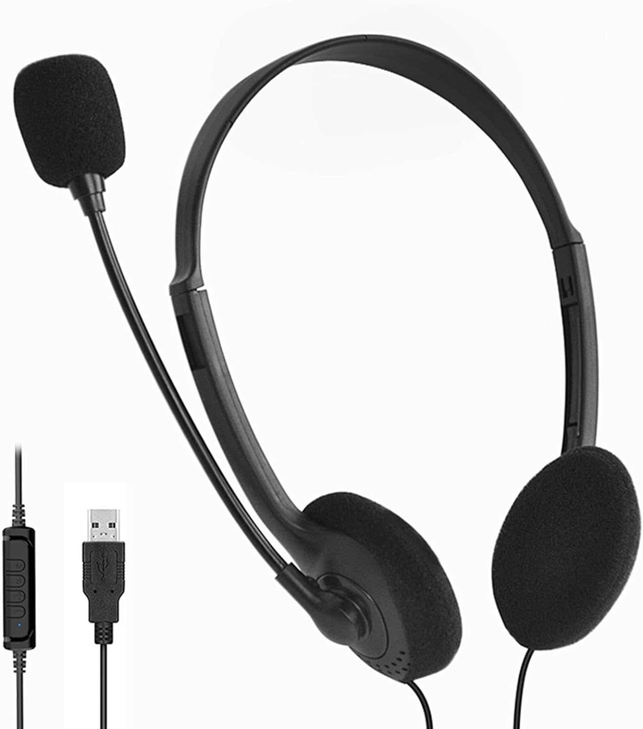 USB Game Headset with Microphone, Stable Headphones with Adjustable Volume Control for PC, Home image number 2