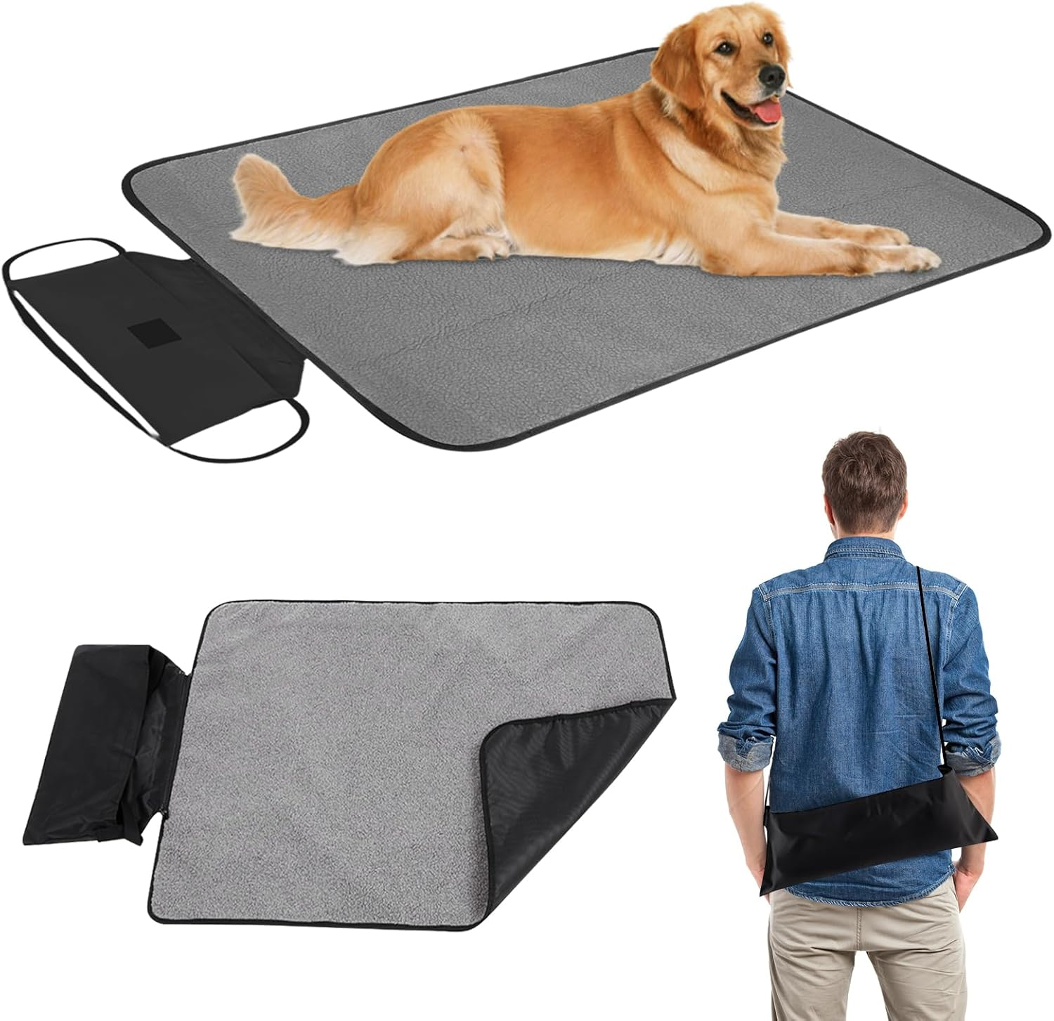 Outdoor Dog Blanket, 100 X 70 Cm, Foldable Waterproof Dog Blanket, Reusable Dog Training Pads, Large Travel Blanket for Pets, Warming Blanket, Cat Blankets, Washable, for Puppies, Kittens image number 4
