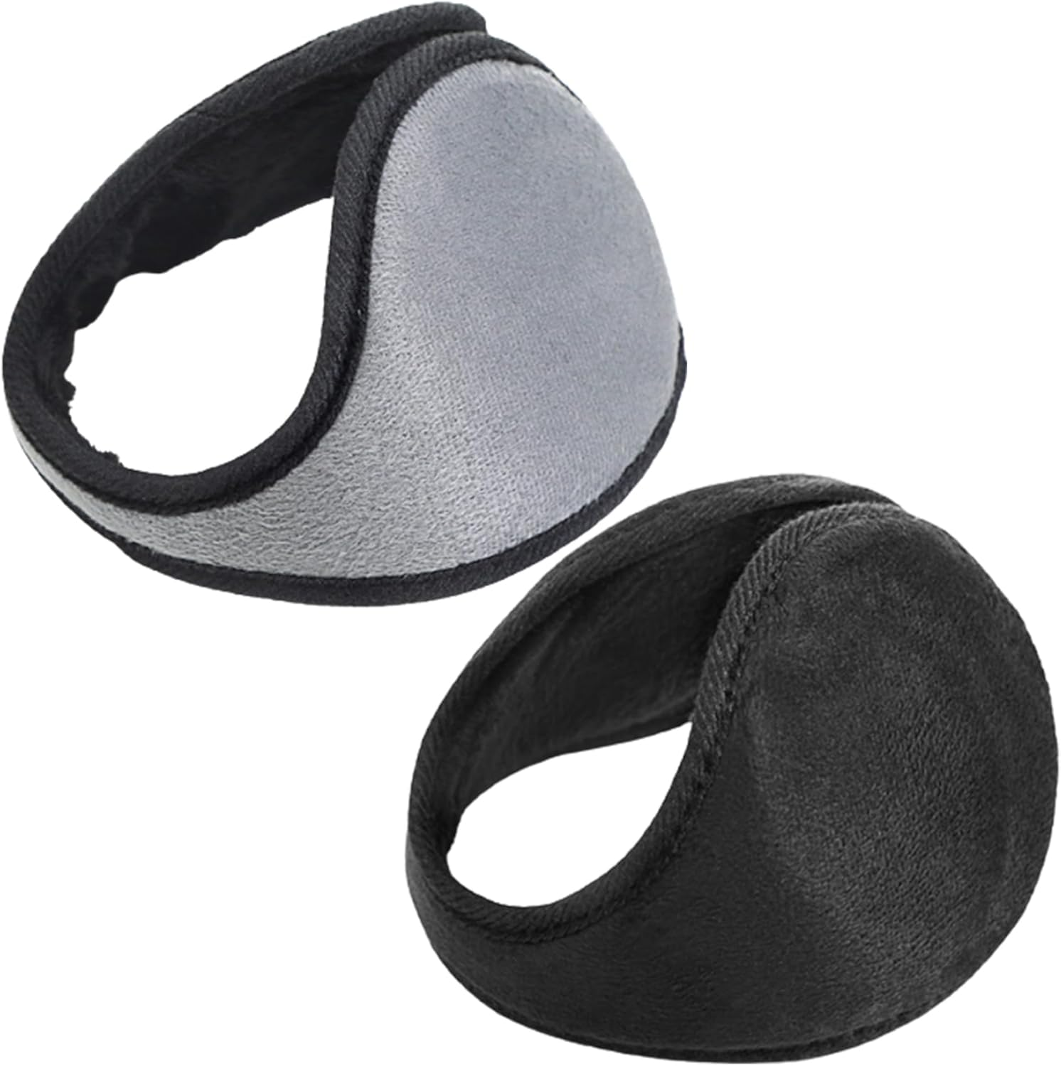 Ear Muffs 2Pcs Winter Fluffy Ear Muffs Behind-The-Head Adjustable & Foldable Ear Covers Protection for Cold Weather Running Skiing