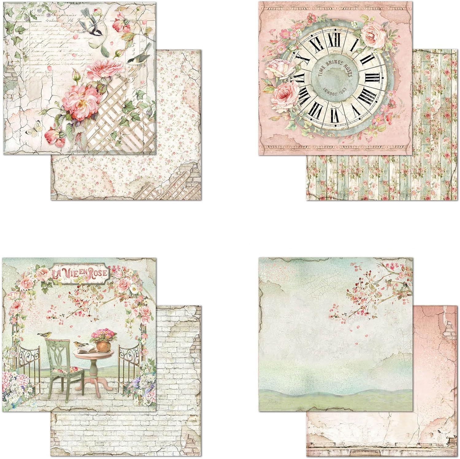 STAMPERIA International, KFT Paper PAD 8X8 10PK House Rose, 20.3 X 20.3 (8" X 8"), Multicoloured image number 6