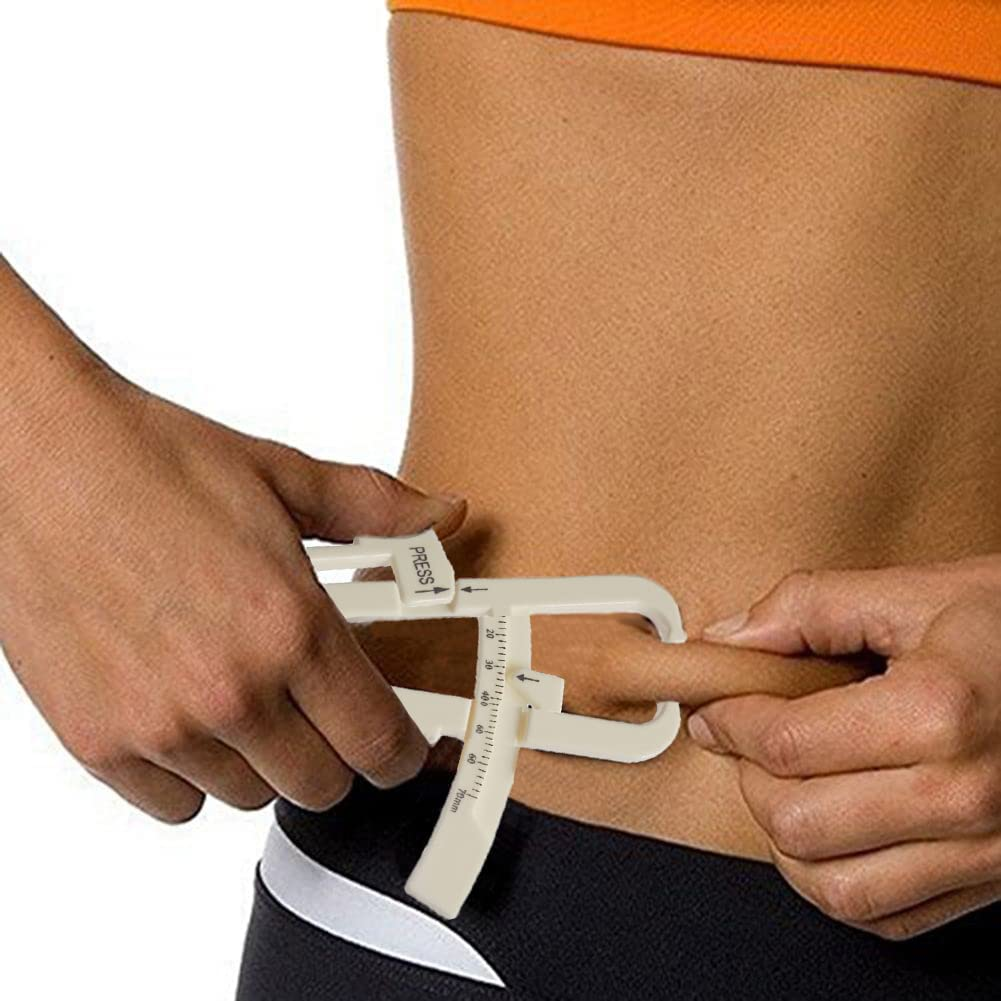 Hemeraphit Personal Body Fat Tester Body Calculator Caliper Fitness Clip Fat Measurement Tool with Slim Chart Keep and Skinfold Test Instrument