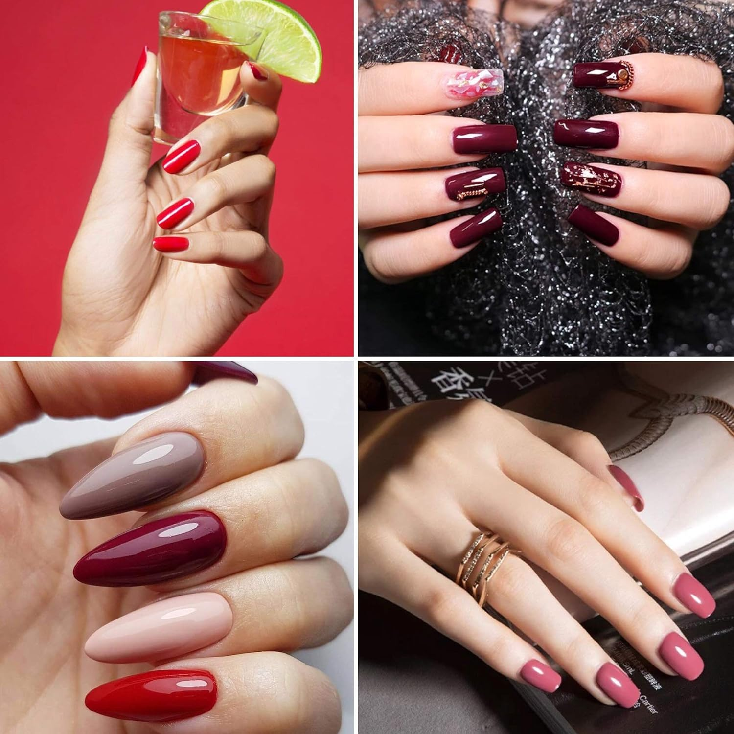 Vishine Gel Nail Polish Set - Red White Black Classic Series 6 Colors Gel Polish Set Kit LED Soak off Gel Polish 0.27 OZ 8ML image number 5