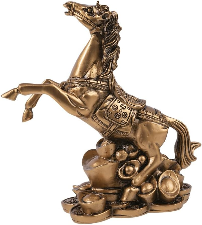 Lachineuse - Qilin Couple Figurine Feng Shui Chi Linen - Negative Energy Protection Symbol - Office Home - Chinese Decoration Asian Qi Linen - 12.5 X 11 X 6 Cm - Gold