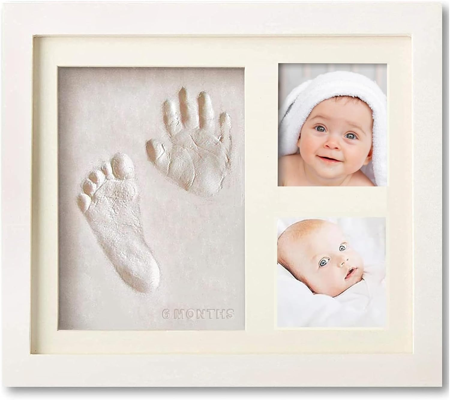 Baby Footprint Kit, Baby Handprint Kit, Newborn Baby Handprint Footprint Souvenir Frame, Personalized Baby Picture Frame Printing Kit - Baby Handprint Kit, New Mom Gift (White) image number 2