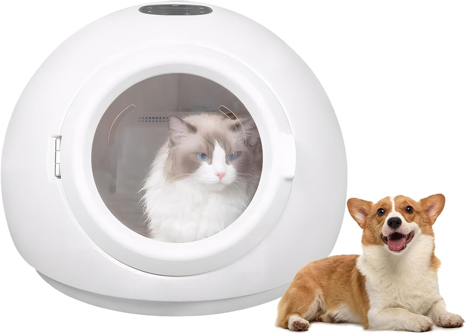 Peiqi Automatic Pet Dryer Box,55L Portable Drying Station for Cats and Small Dogs Ultra-Quiet Hair Grooming Machine,Smart Temperature Control, 360&deg; Rapid Drying&zwnj;, UV Sterilization(55L Circle)