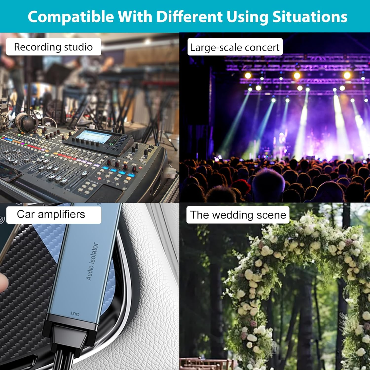 Danfetsoy Ground Loop Noise Isolator RCA, Gold Coating RCA Connectors Aluminum Shell Audio Eliminating Humming Noise for Car and Home Using in Different Situations image number 3