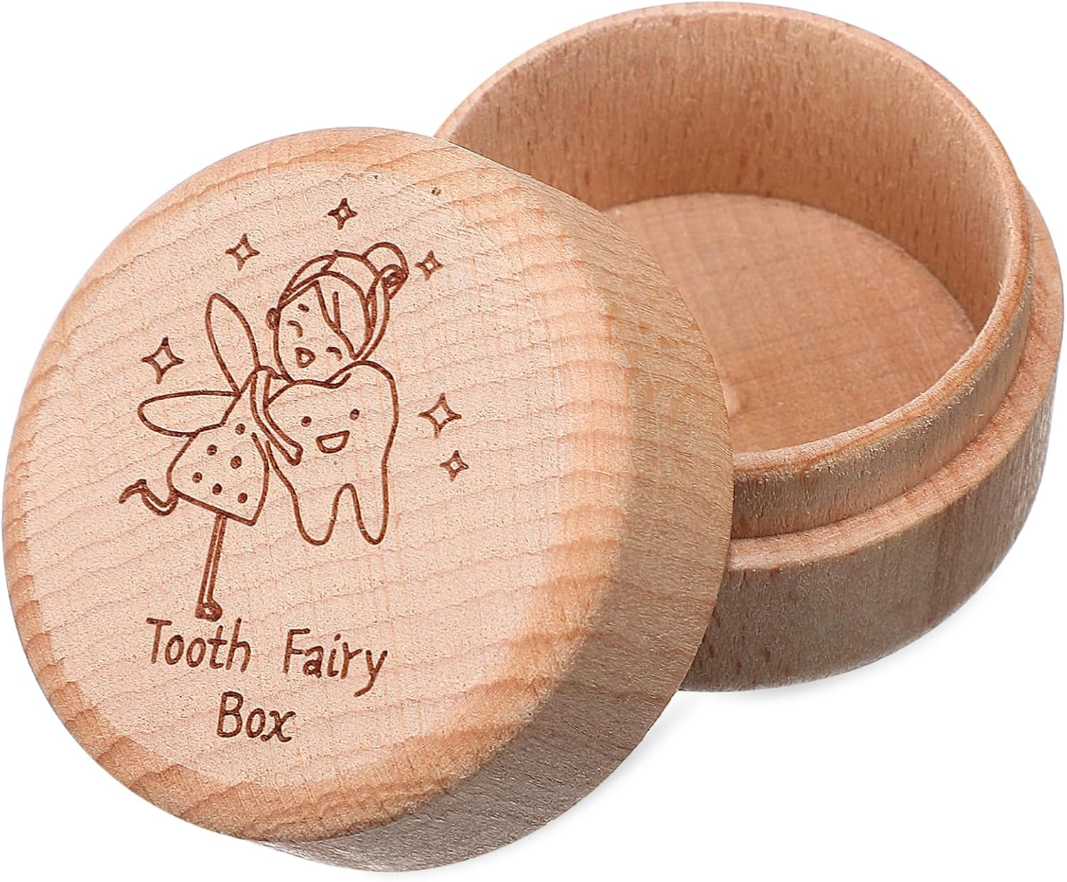 MAGICLULU Tooth Fairy Box Wooden Deciduous Tooth Storage Box for Boys and Girls Cute Design for Boys and Girls as Keepsake image number 6