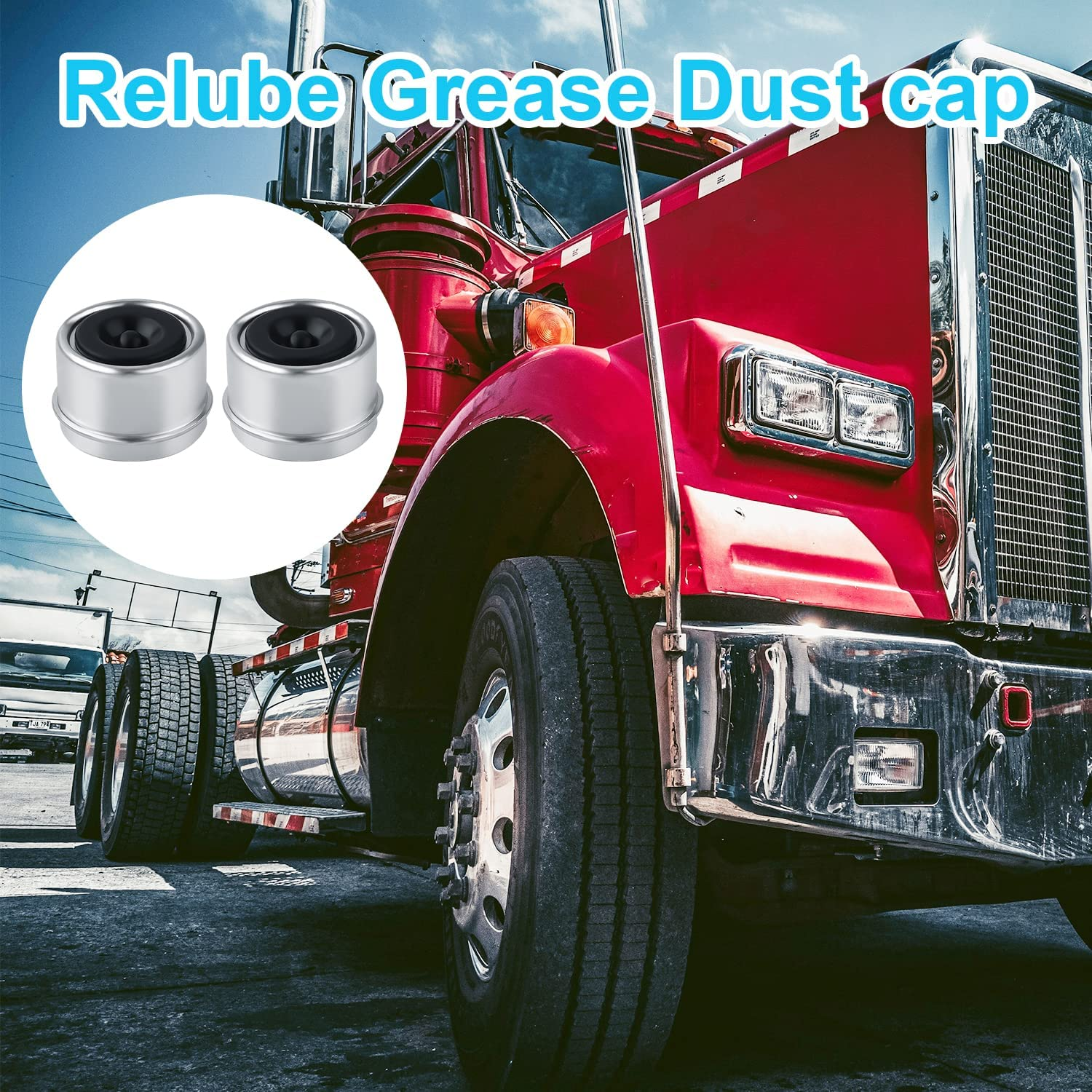 TOYMIS 4 Set Trailer Hub Cap and Bearing Grease Plugs, 1.98" Bearing Caps for Most 2000 to 3500 Pound Axles Dexter, Hub Dust Caps with 4Pcs Extra Rubber Grease Plugs image number 5