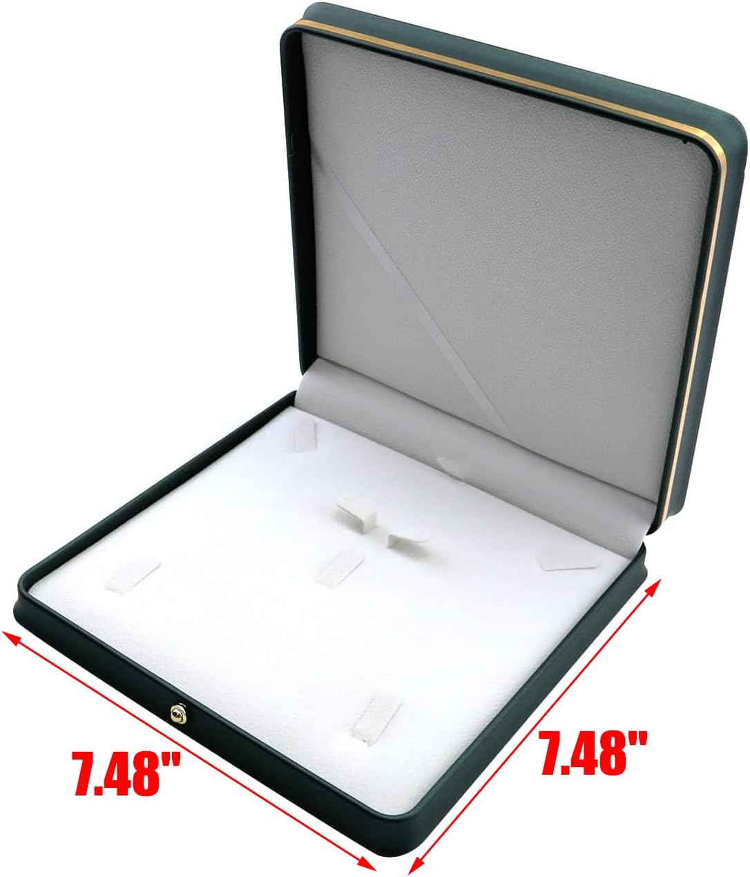 MY MIRONEY Big PU Leather Wedding Jewelry Sets Box Blackish Green Necklace Earring Ring Display Case Bracelet Storage Holder Jewelry Box Storage Organizer (7.48" X 7.48" X 1.57") image number 6