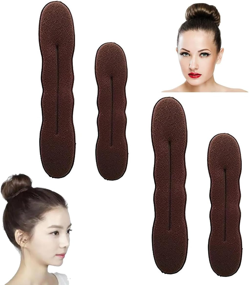 4 Pieces Brown Hair Bun Maker Hair Bun Hair Turner Sponge Twist Hair Styling Accessories Updo Accessories Updo Tools Twist for Women and Girls (2 Large + 2 Small) image number 5