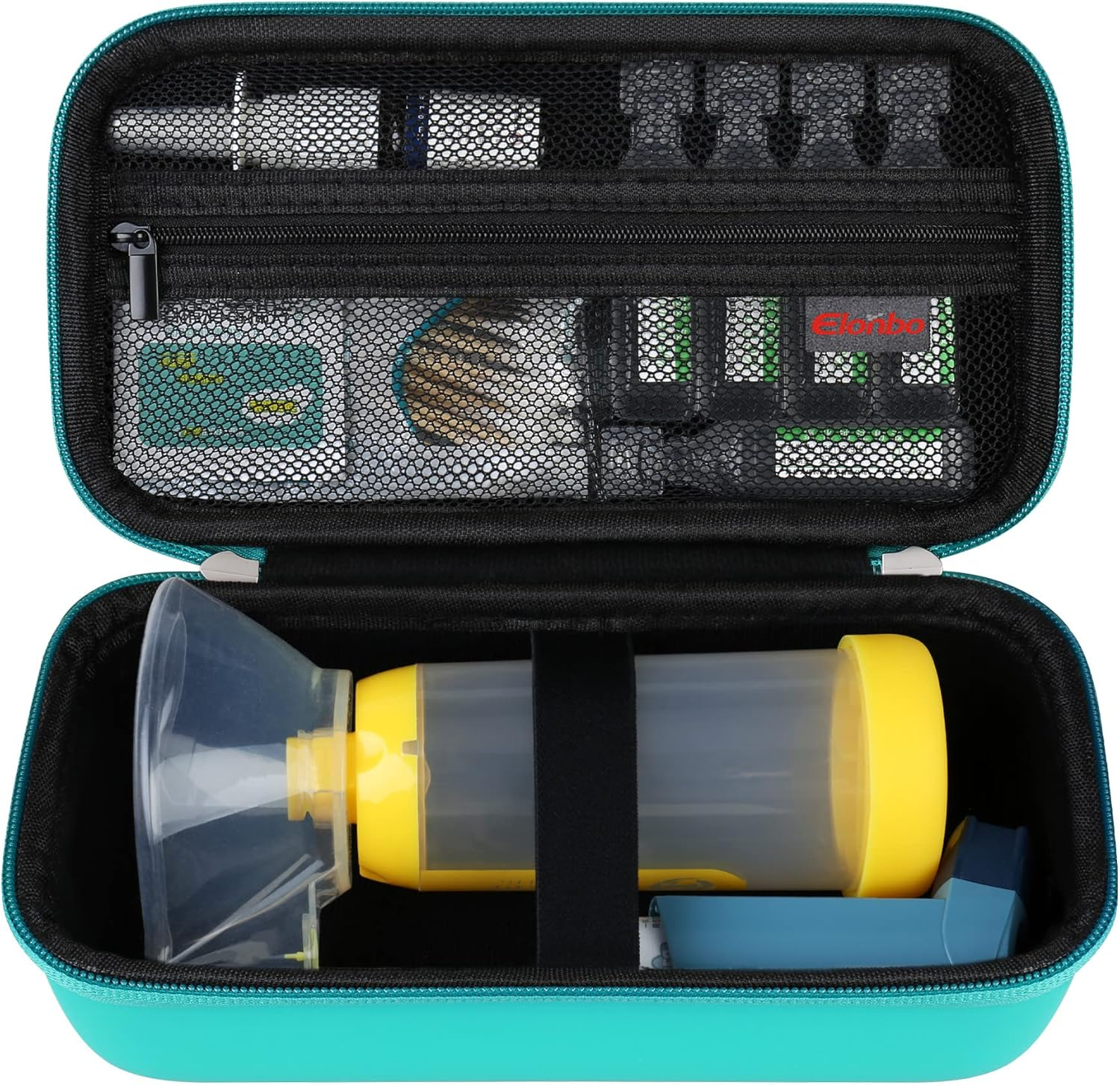 Elonbo Carrying Case Compatible with Asthma Inhaler Spacer for Kids and Adults, Ventolin Masks Inhaler Spacer Holder, Asthma Travel Organize Bag, Yellow (CASE ONLY! Inhaler Spacer Not Included)