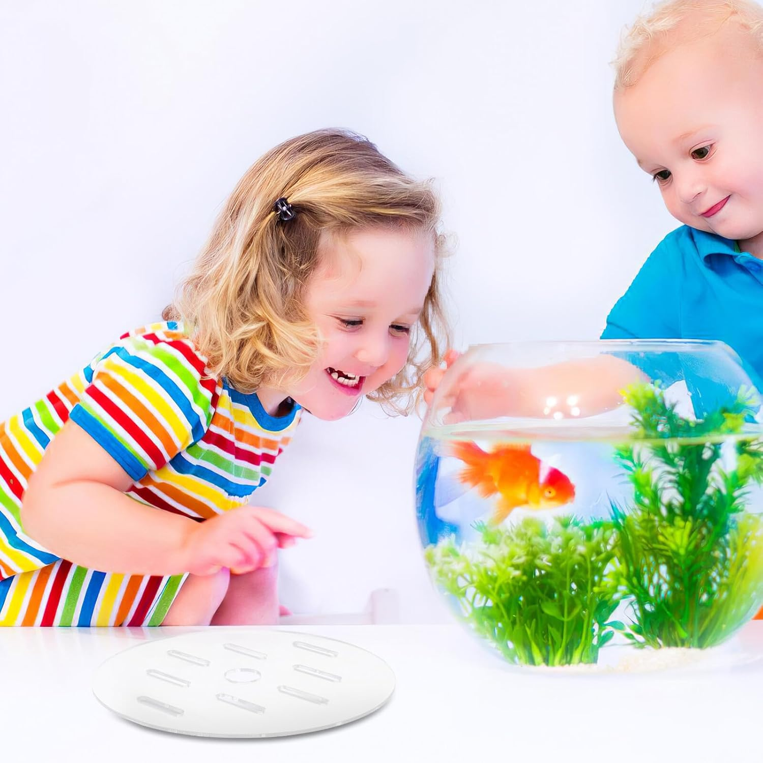 ARTIBETTER round Acrylic Aquarium Lid Transparent Anti-Escaping Fish Tank Cover with Easy Feeding Access Protective Top for Table Fish Tanks and Energetic Aquatic Pets image number 3